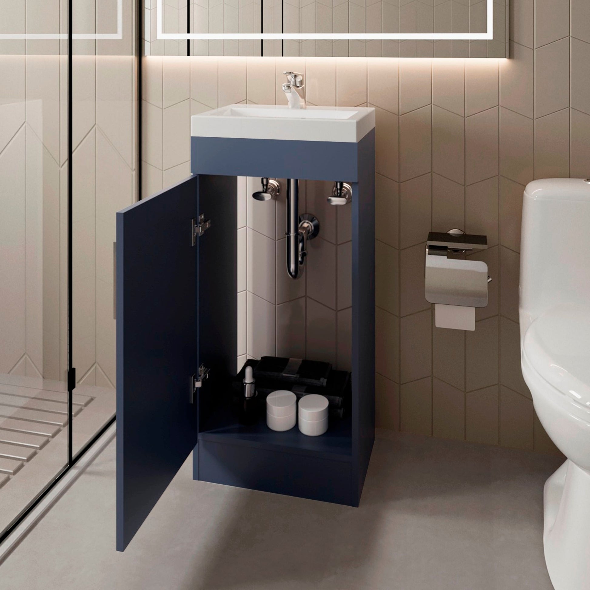 Mueble Para Lavamanos Madrid  80X40X33 Rta Azul Zf