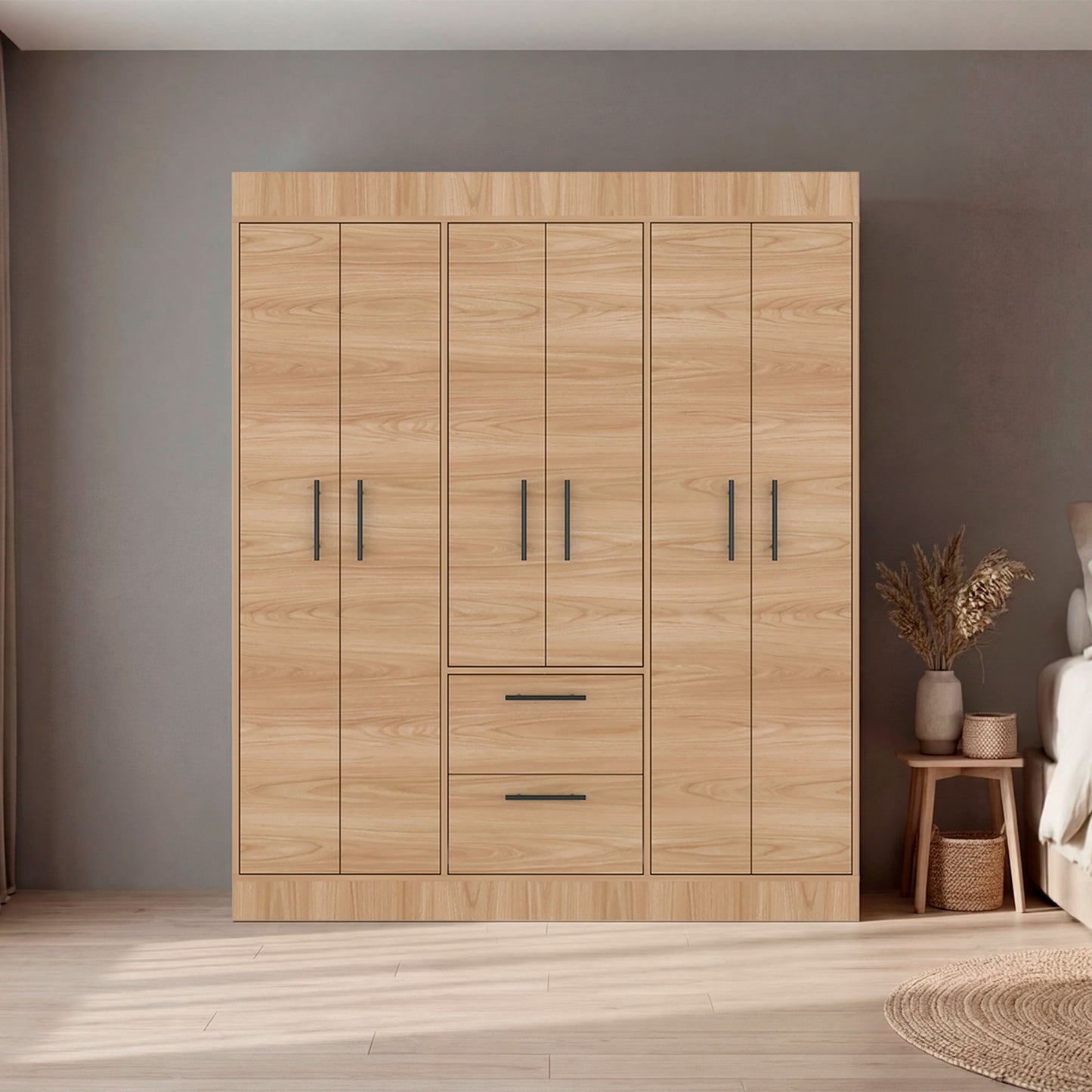 Closet 150 Vm 6 Puertas 2 Cajones 177X150X50Rta Fresno Eu Wengue