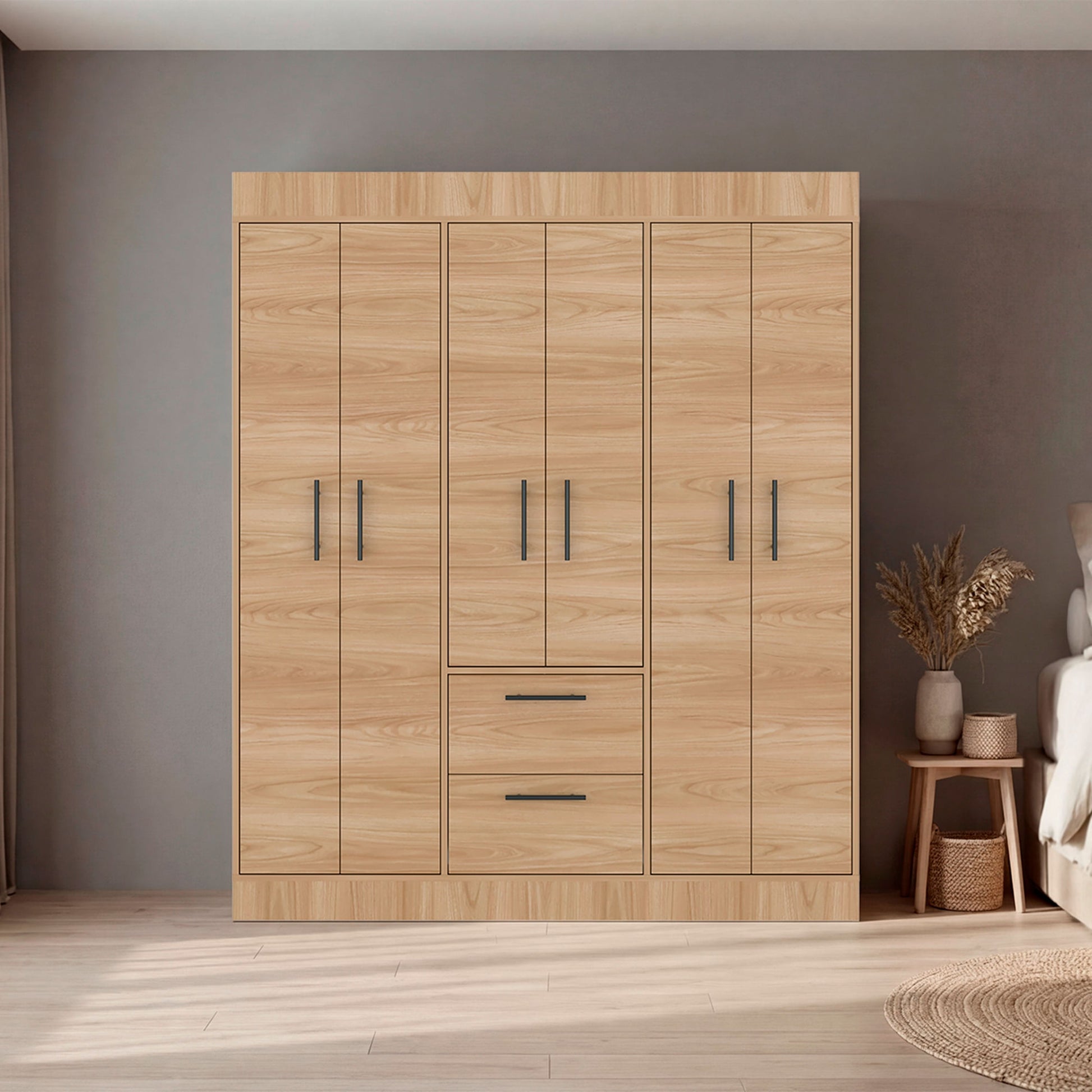 Closet 150 Vm 6 Puertas 2 Cajones 177X150X50Rta Fresno Eu Wengue