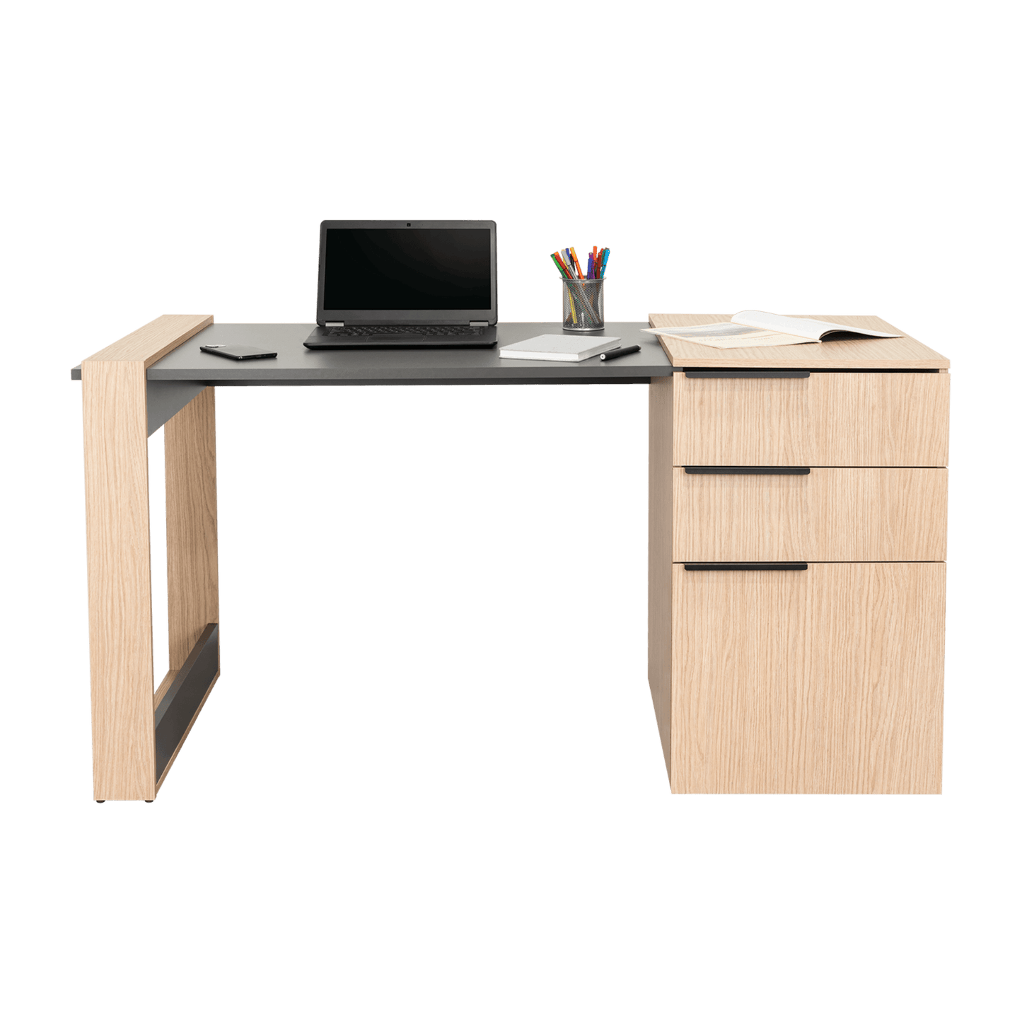 Escritorio Office 13 75X142X64 Rta Cartagena Plomo
