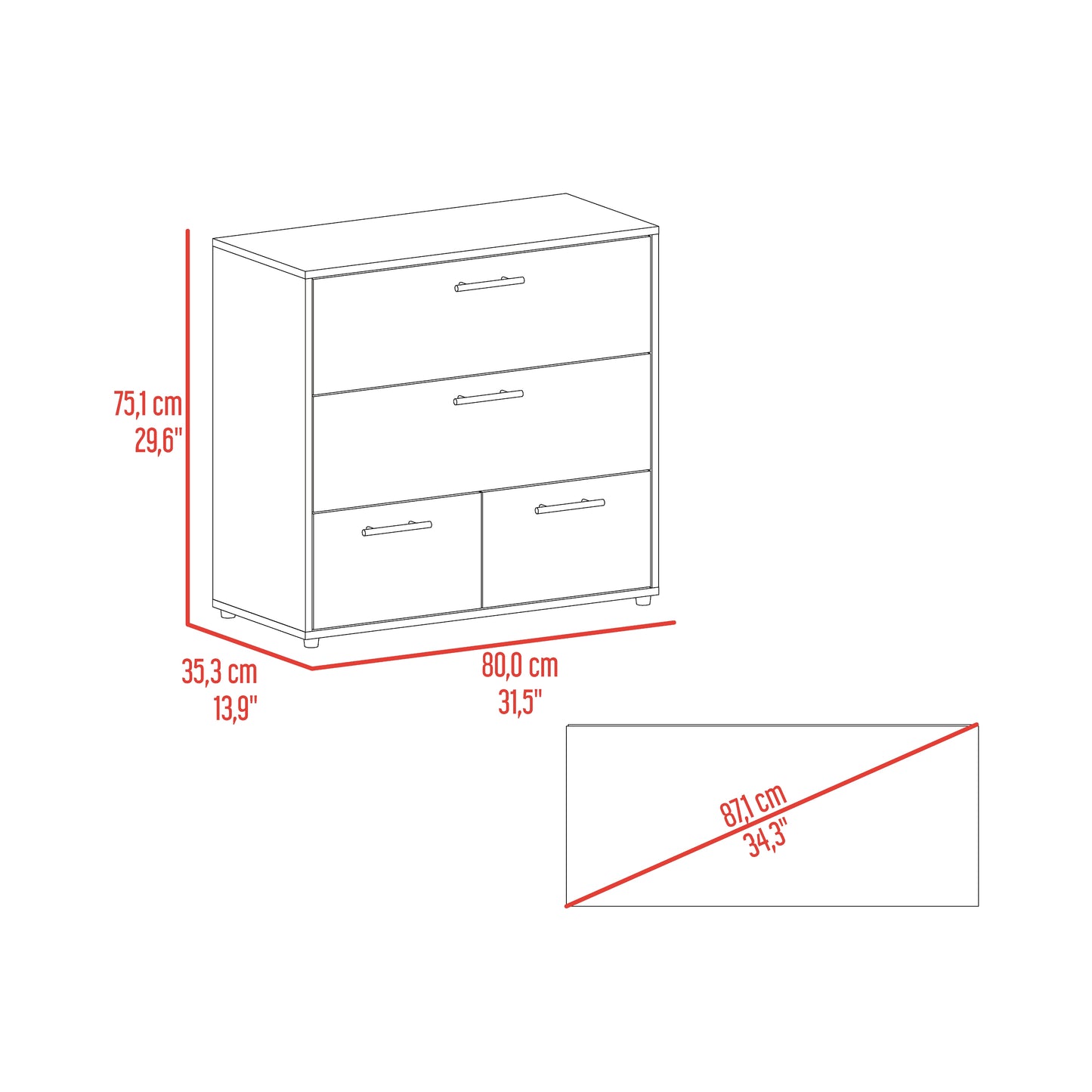 Cajonera Sevilla  75X80X38,8 Rta Fresno Europeo/Blanco Mqz+Mallado