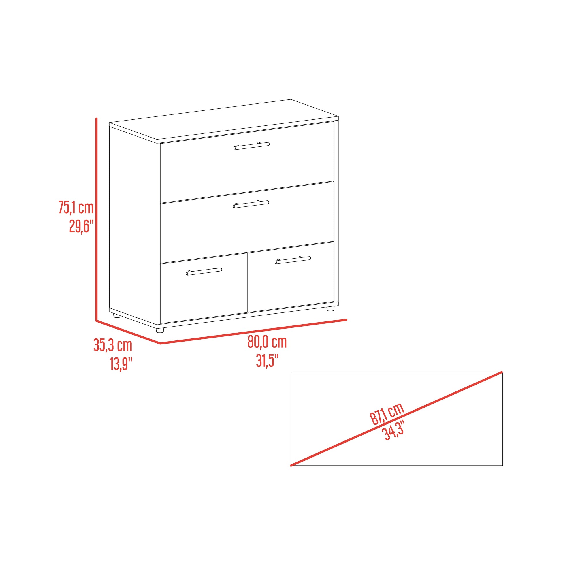 Cajonera Sevilla  75X80X38,8 Rta Fresno Europeo/Blanco Mqz+Mallado