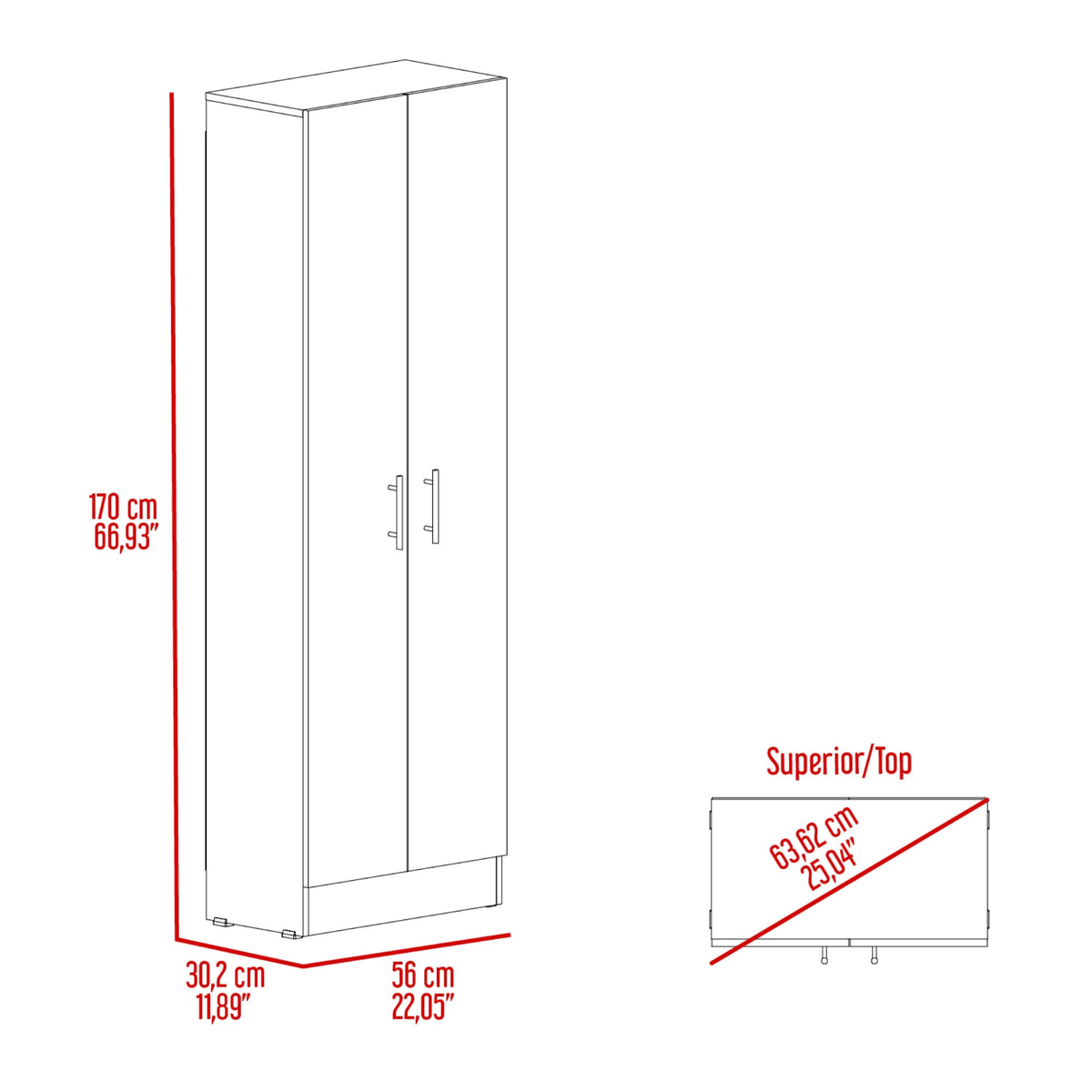 Alacena Tommy 170X56X30 Rta Blanco Zf