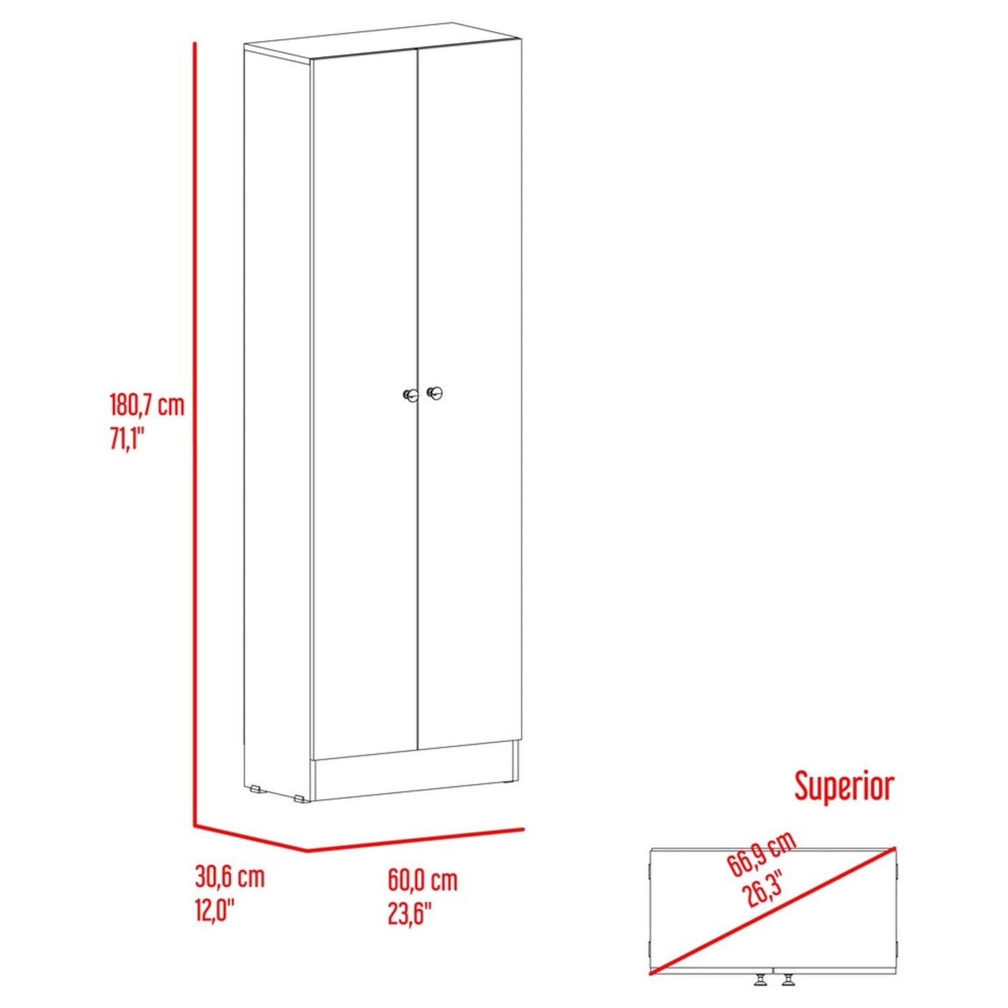 Mueble Alacena Multiuso 180X60X30 Rta Blanco Zf