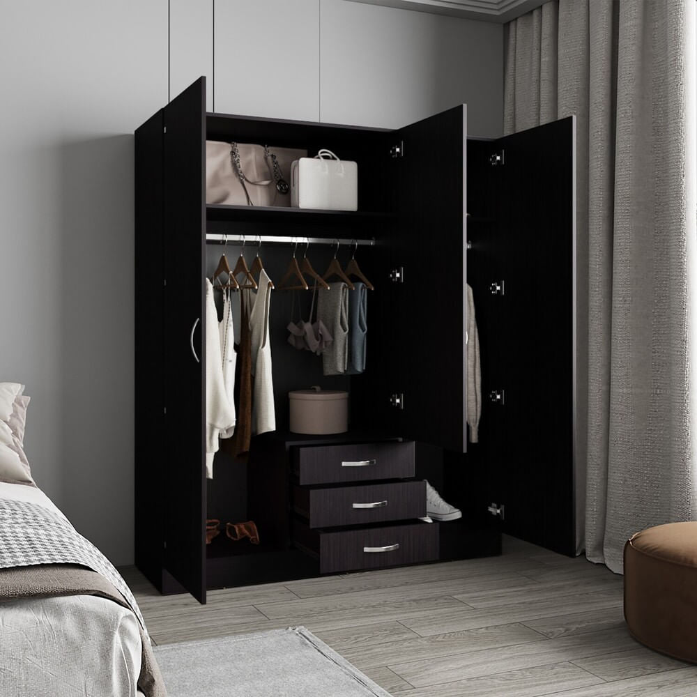 Armario 3P 3C Con Espejo 180X150X48 Rta Wengue Zf