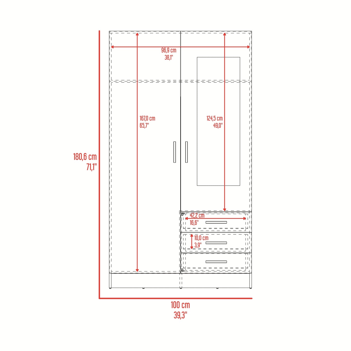 Closet Marfil 180X100X48 Rta Wengue Zf