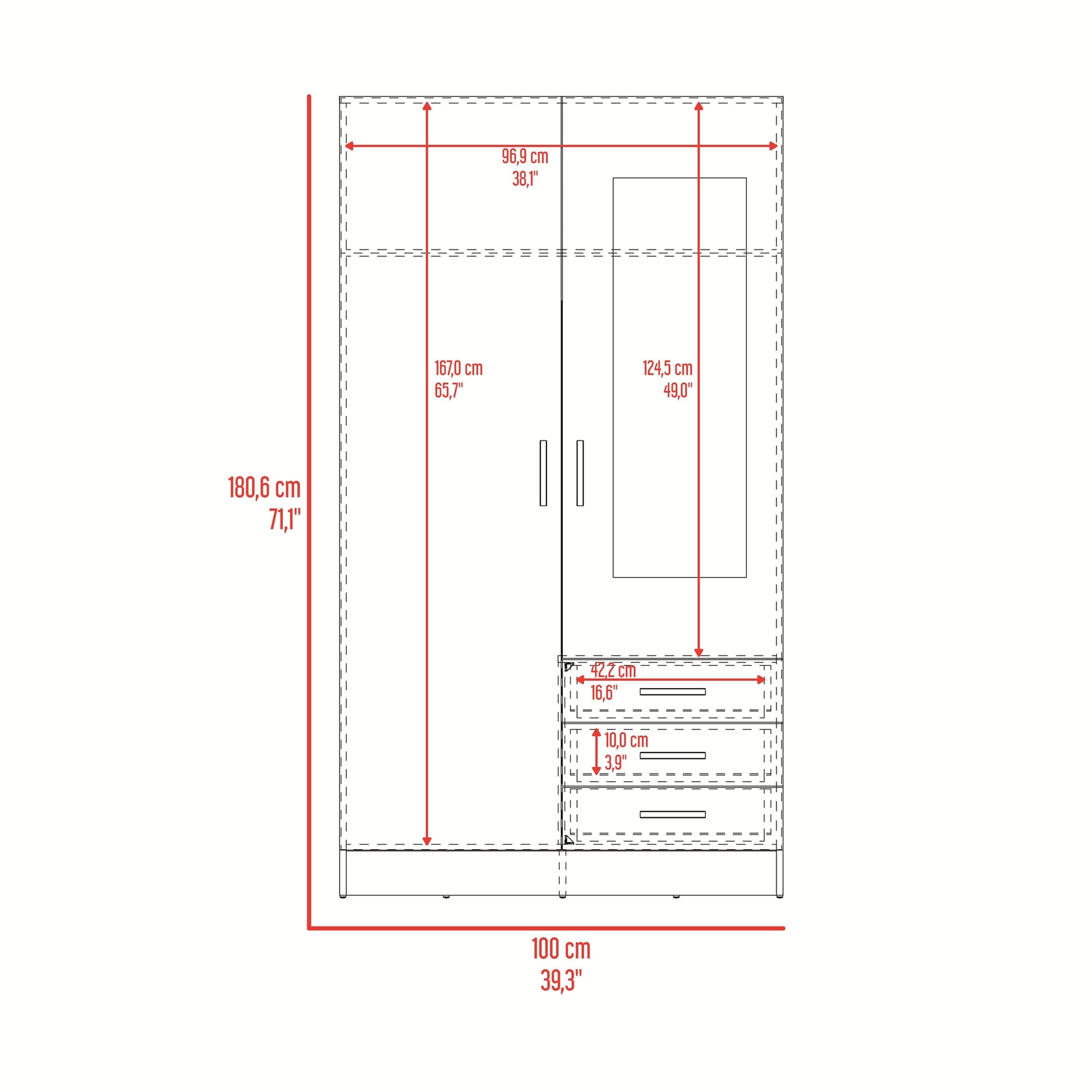 Closet Marfil 180X100X48 Rta Wengue Zf