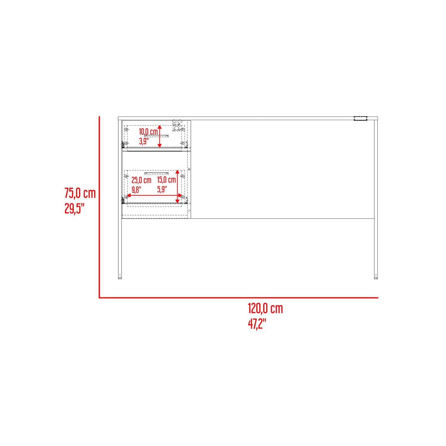 Escritorio Mellier 75X120X60 Rta Bardolino Zf