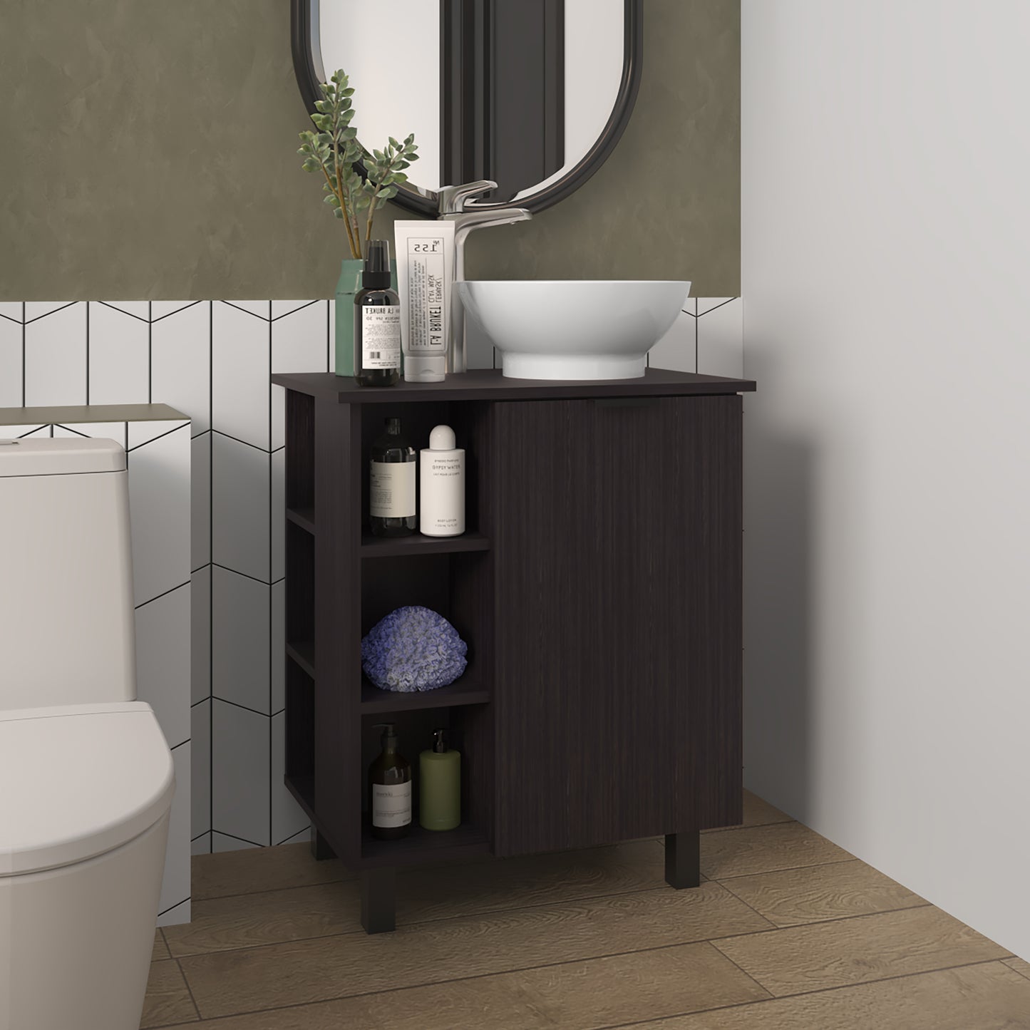 Mueble De Baño Alegra 88X62X42 Rta Wengue Zf