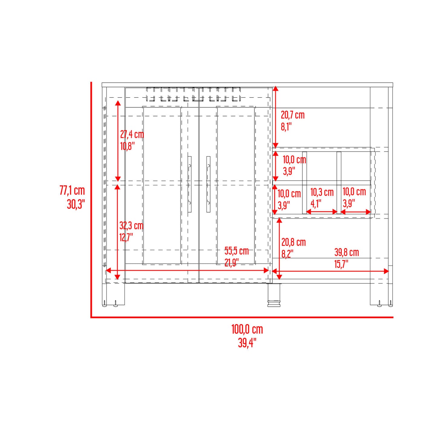 Bar Berkley 77X100X37,6 Rta Plomo+Fresno Europeo