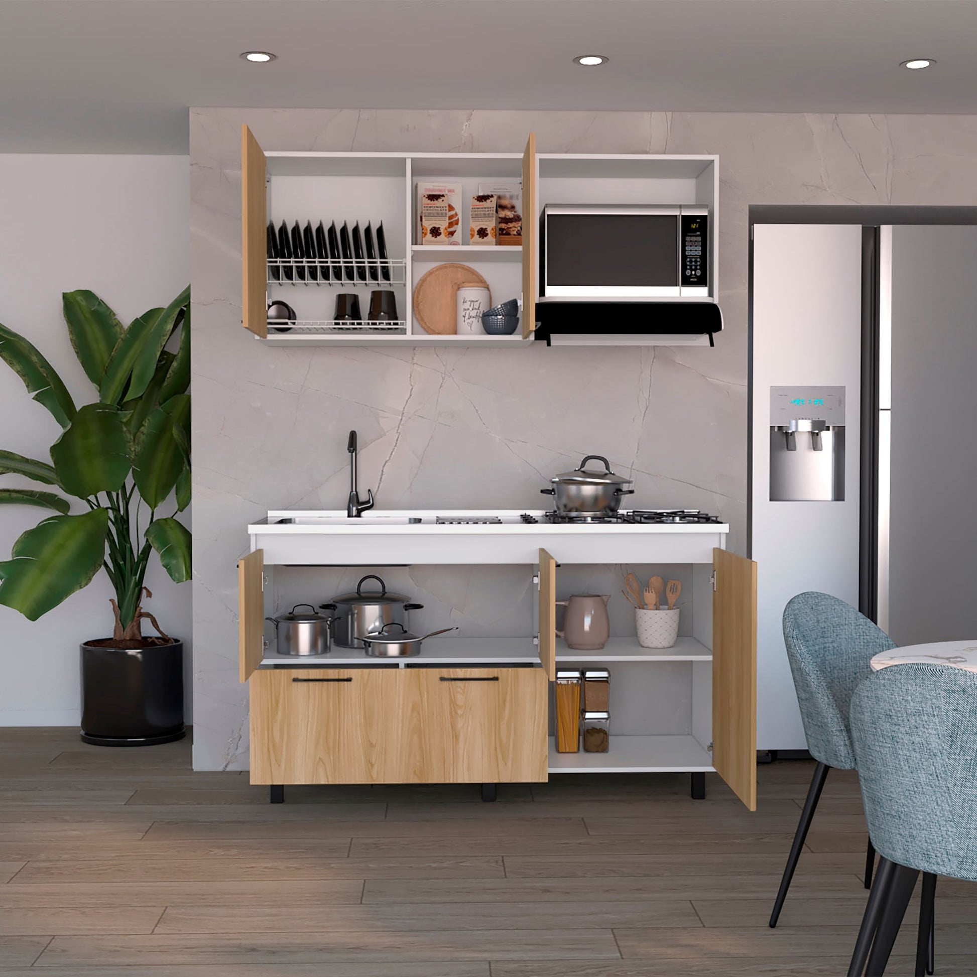 Cocina 150 Pacific 60X150X35 Rta Blanco Mqz Fresno Eu