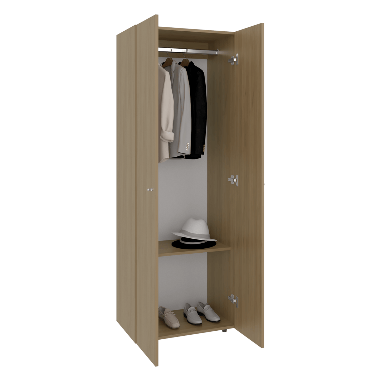 Closet 2 Puertas E1 Tuhogar 170X60X40 Rta Fresno Blanco Zf