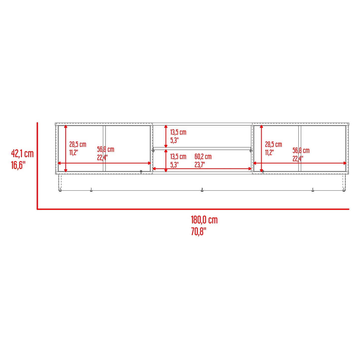 Rack De Tv Caoba 42X180X42 Rta Nogal Zf