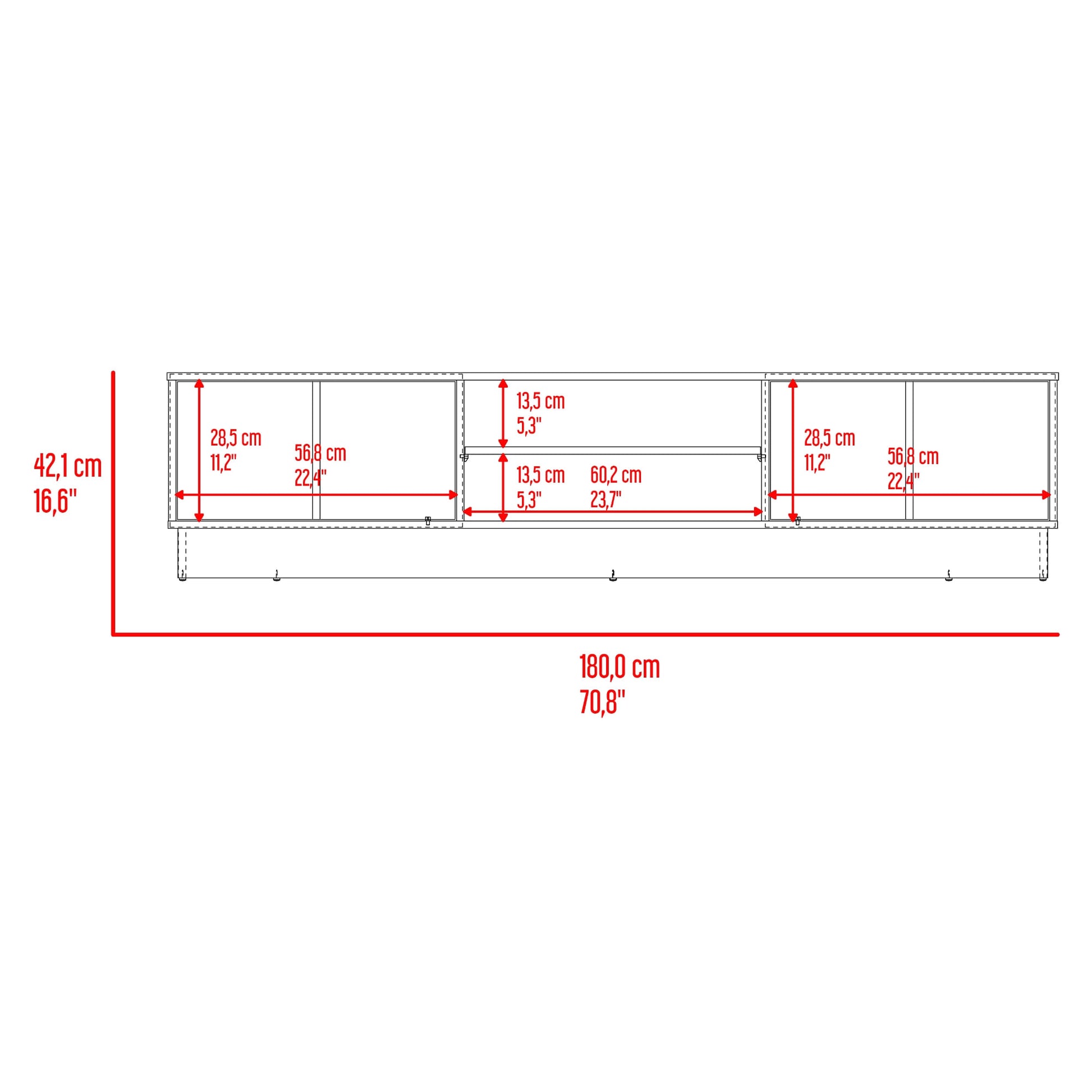 Rack De Tv Caoba 42X180X42 Rta Nogal Zf