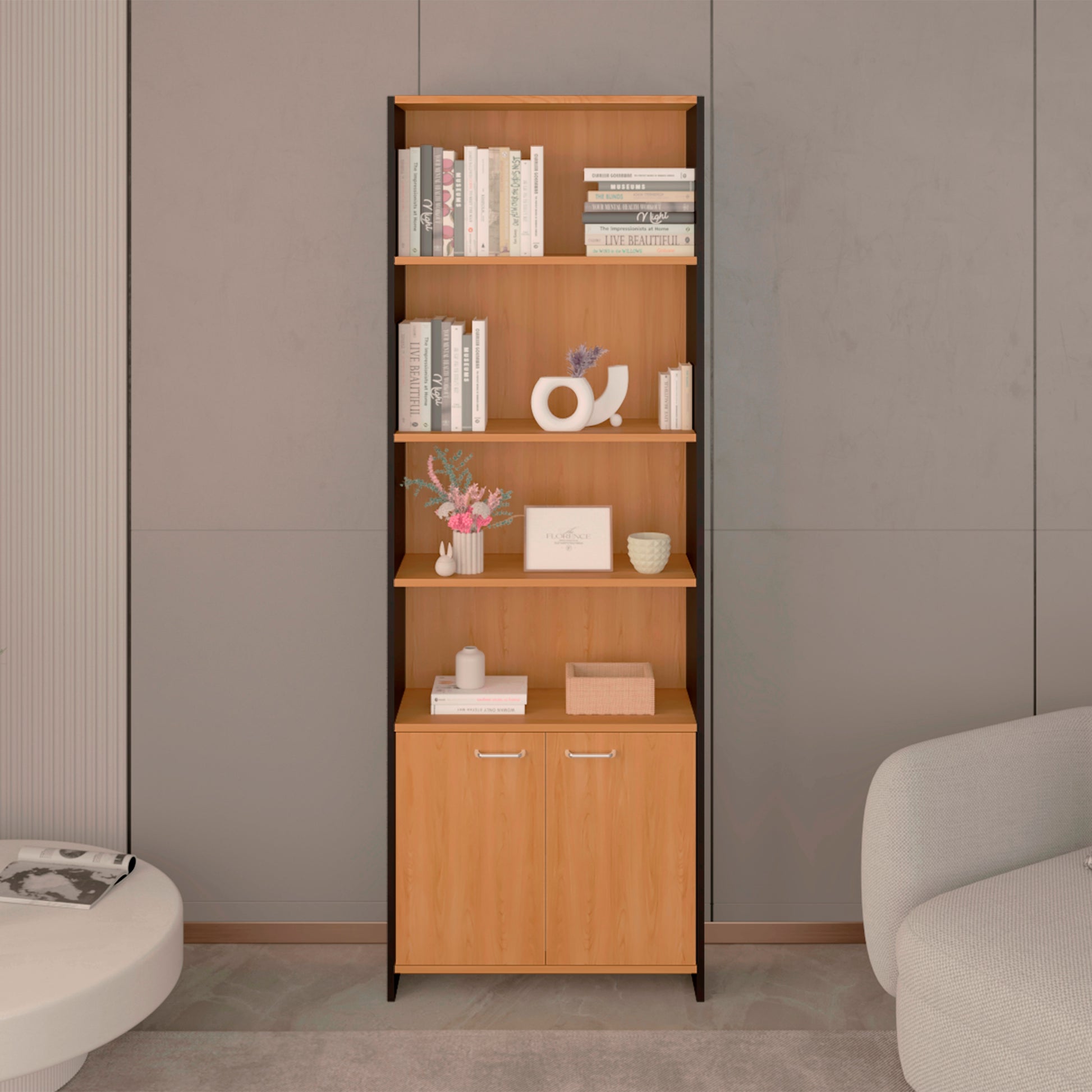 Biblioteca Lisa 180 Con Puertas 180 X63X26 Rta Fresno Wengue