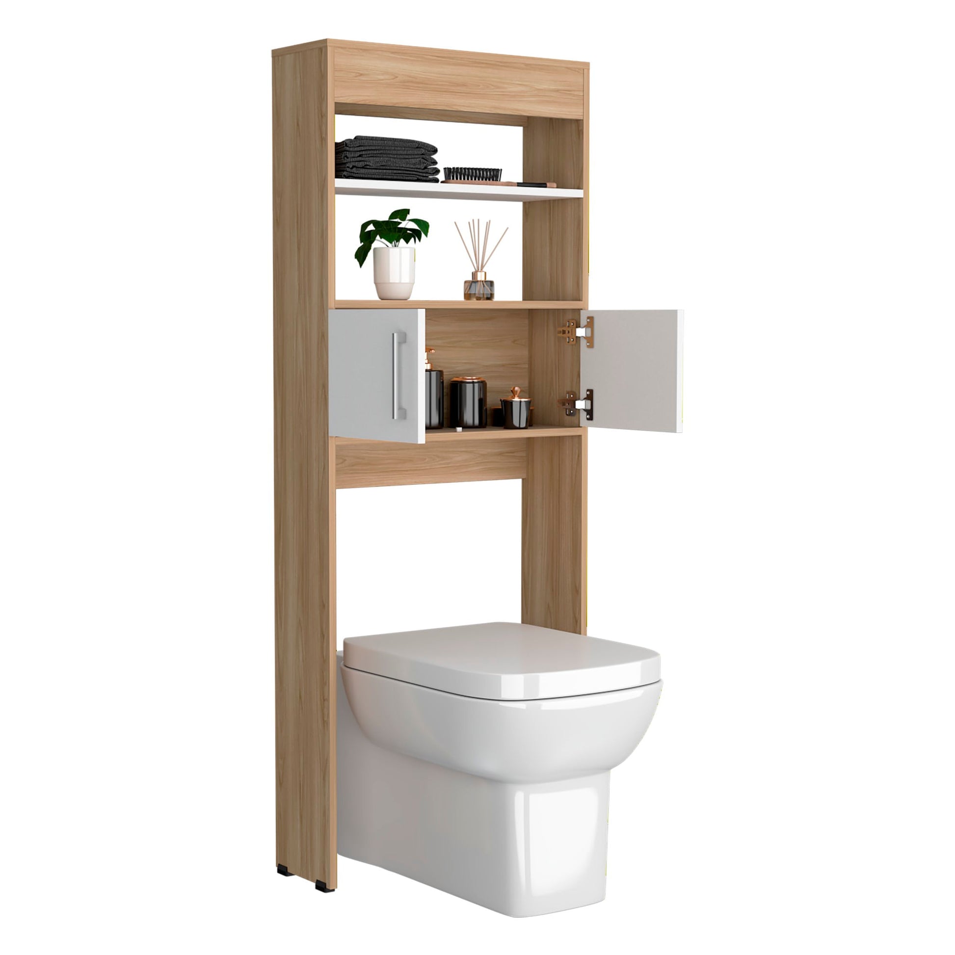 Mueble Optimizador Wc Bath Bi Color Rta Fresno Blanco