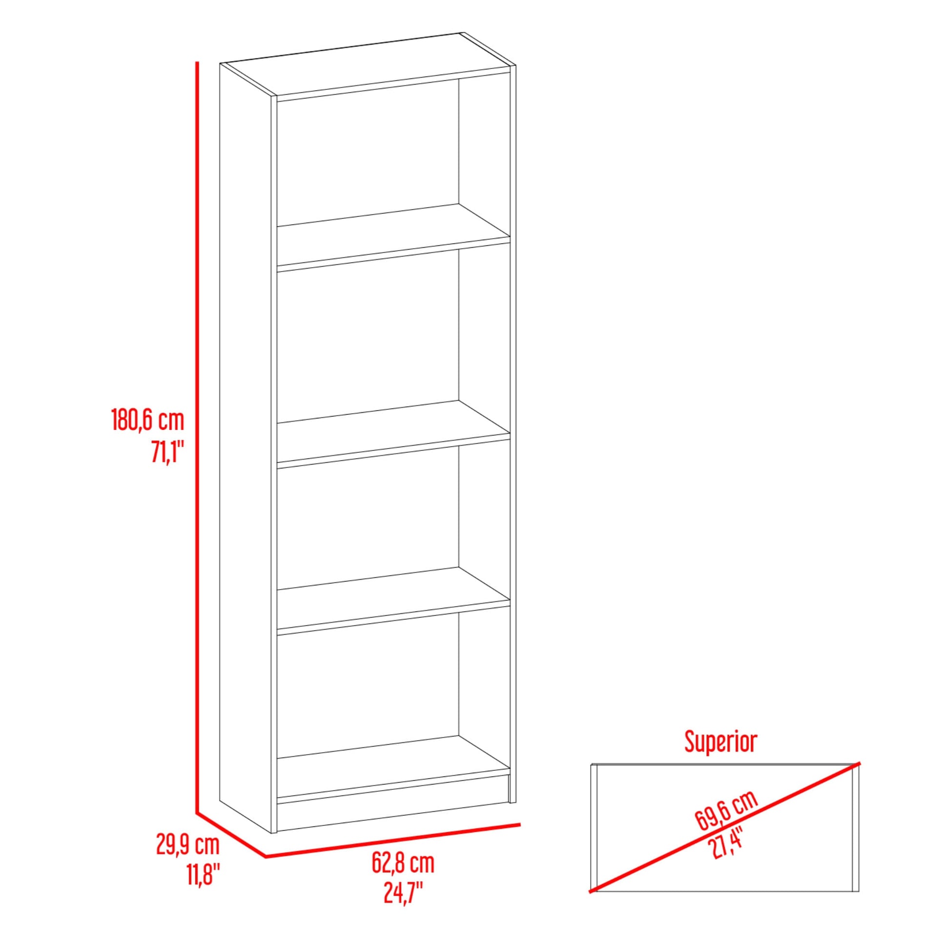 Estante Home 180X62X29 Rta Fresno Eu Burdeos