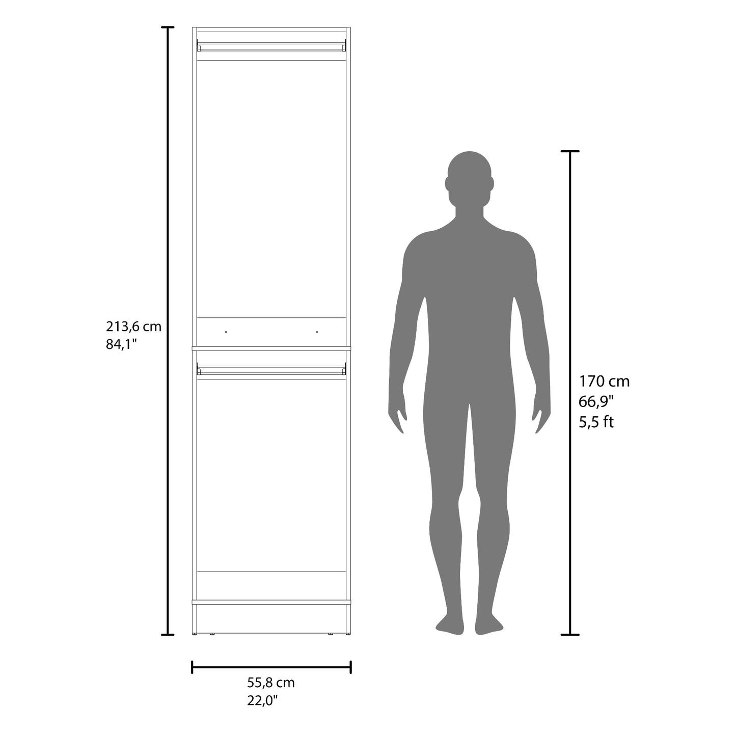 Closet Independiente 30 213X55X48 Rta Blanco Zf
