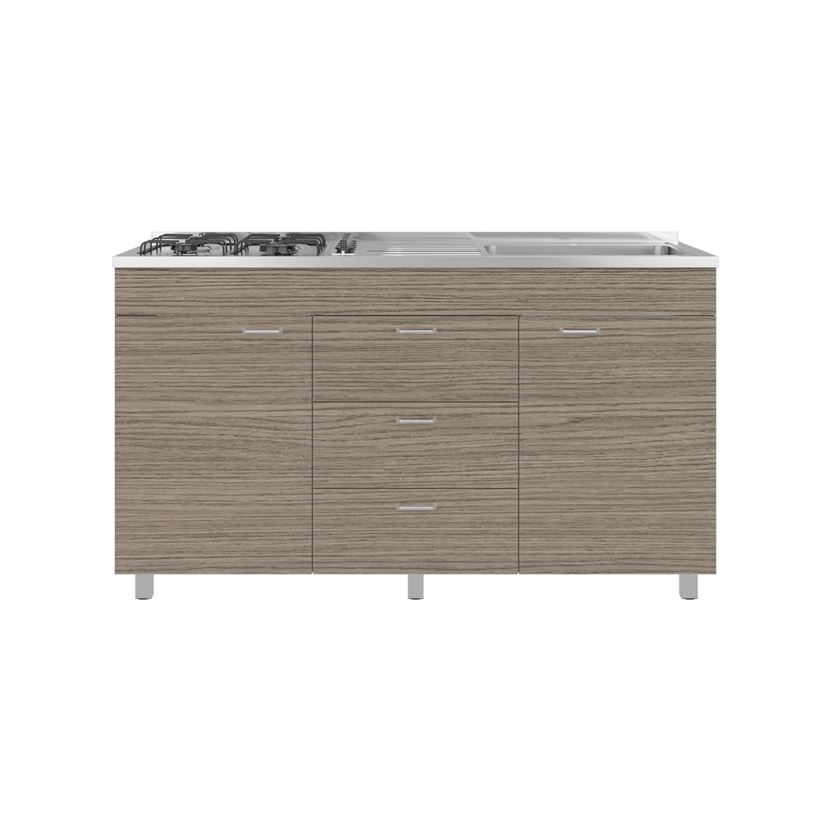 Mueble Inferior De Cocina Der Lumina 84X150X52 Rta Blanco Positano