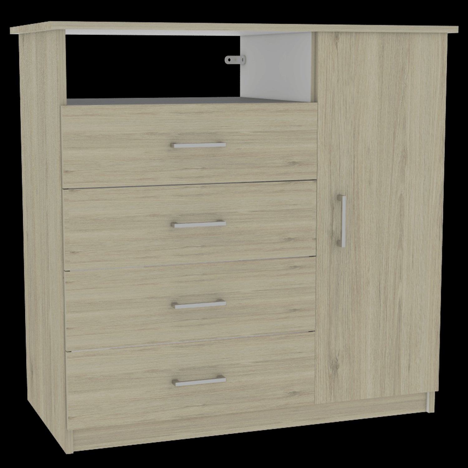 Comoda 4 Cajones Z 91 Rta Rovere + Blanco