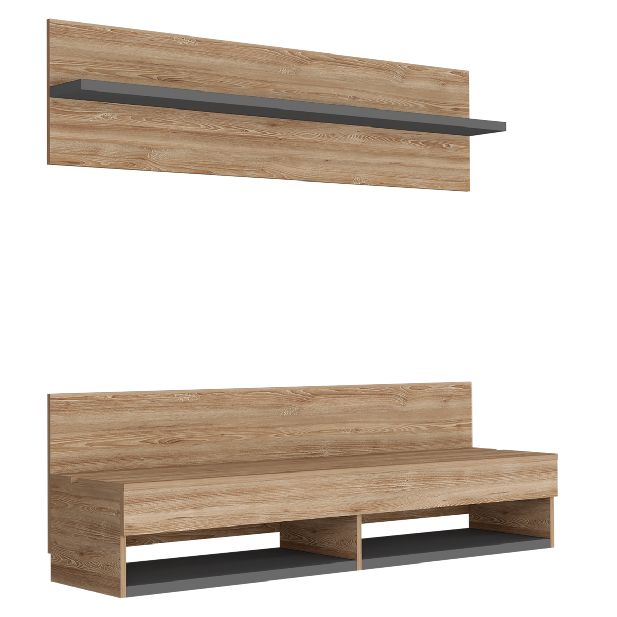 Panel Tv Wall 2A Miel+Plomo