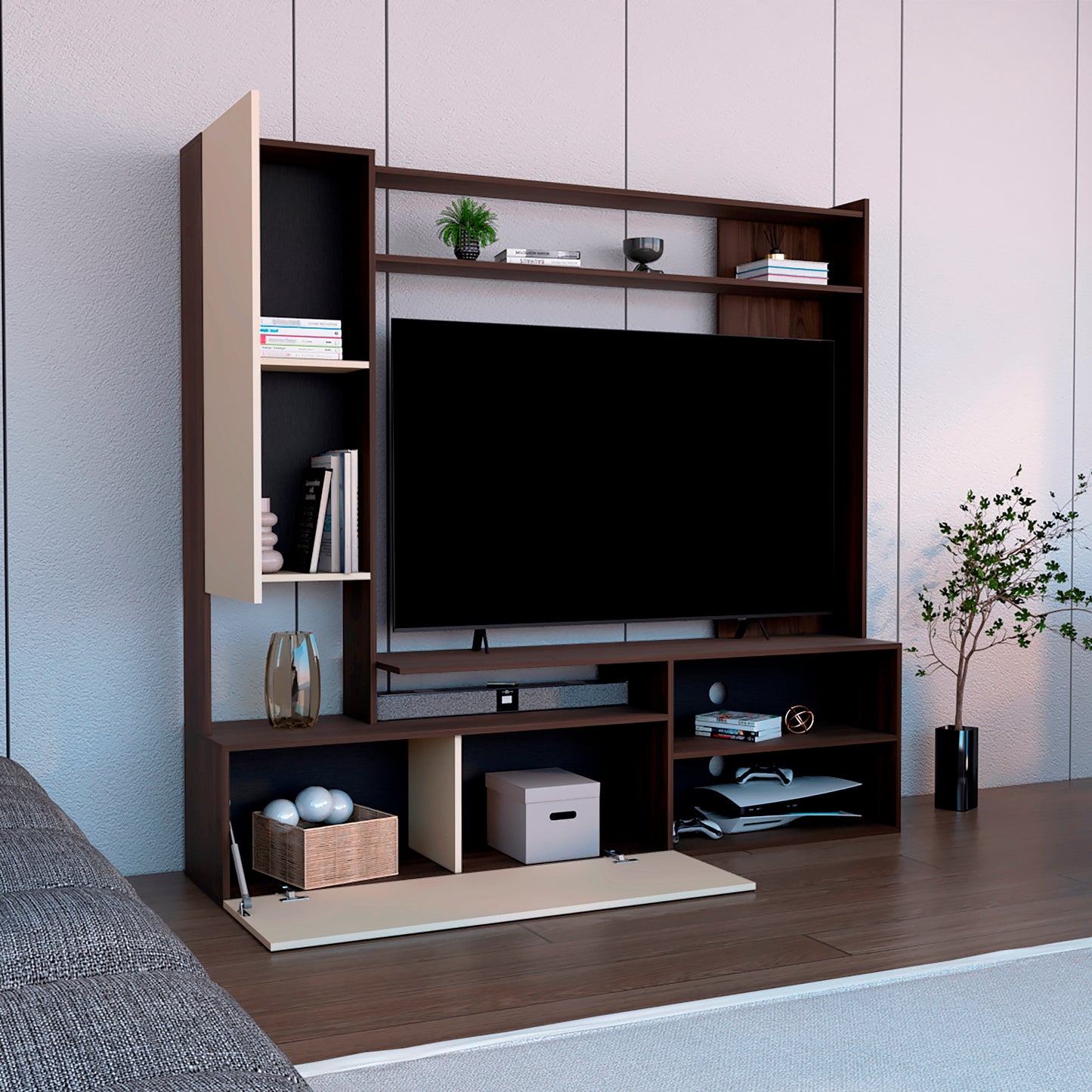 Rack Tv Nolic 167X178,6X35 Rta Capri+Nogal Europeo