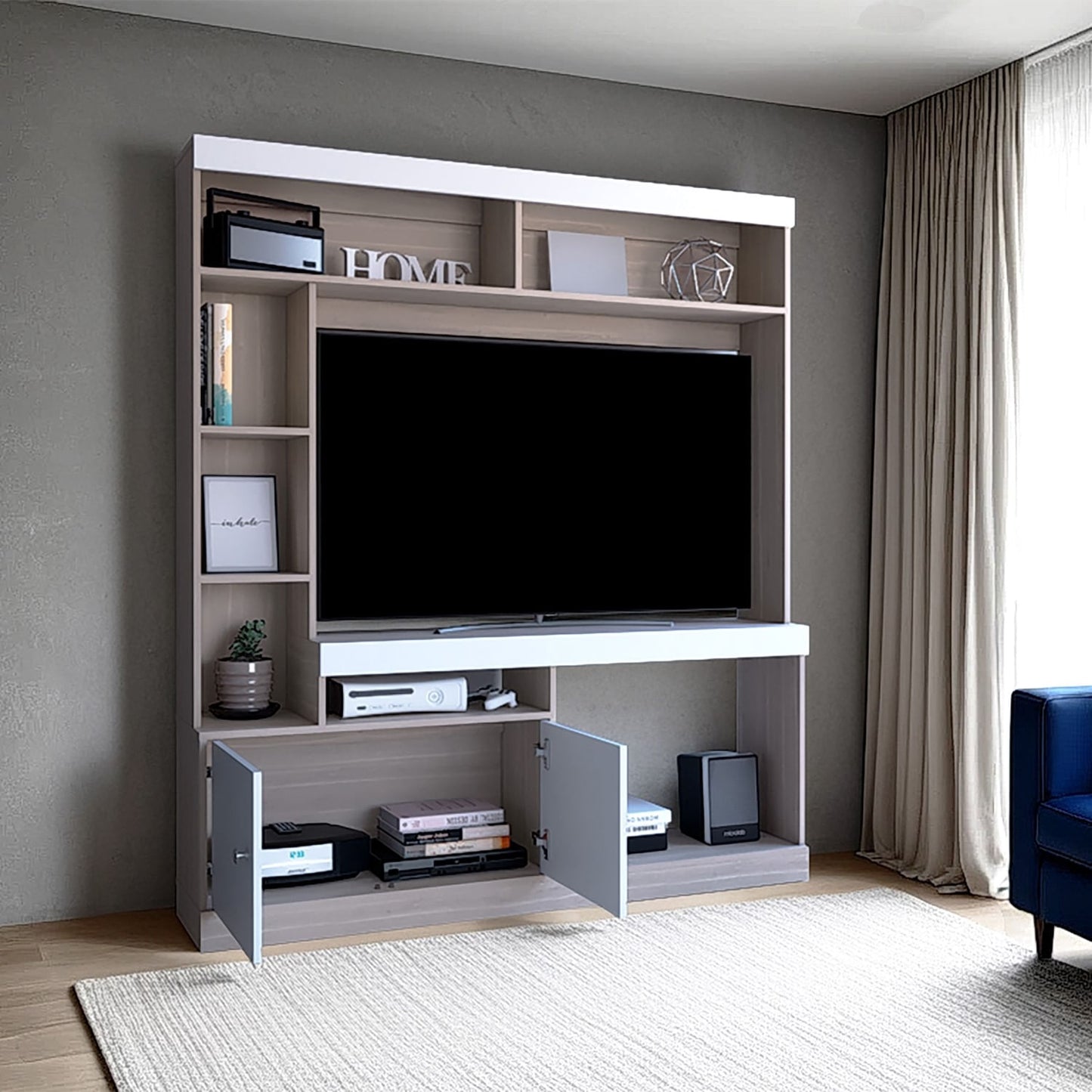 Centro De Entretenimiento Dante Tv 55'' 170X150X30 Rta Bardolino Blanco