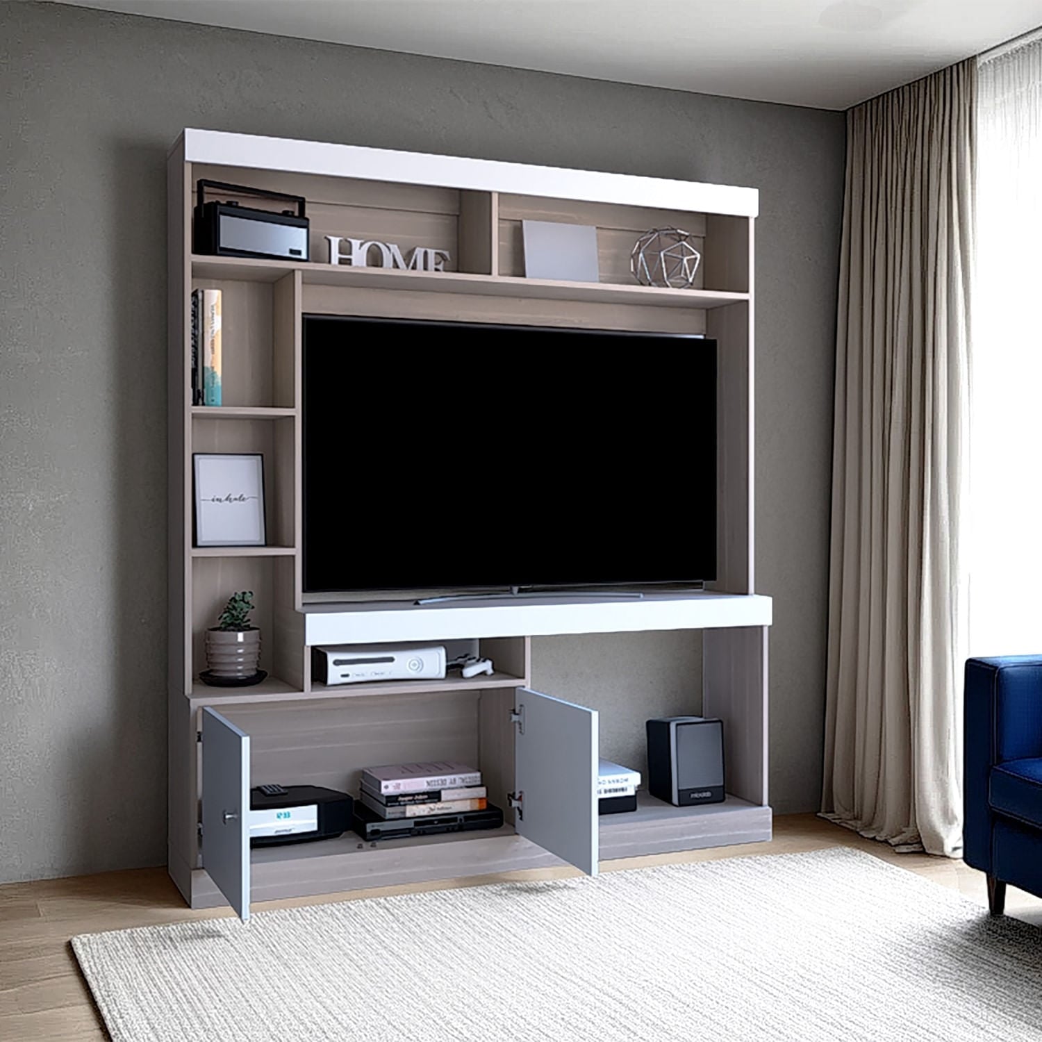 Centro De Entretenimiento Dante Tv 55'' 170X150X30 Rta Bardolino Blanco