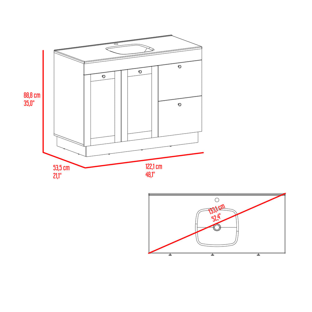 Muebles Para Lavamanos 48 Baluarte 86X121X53 Blanco Zf