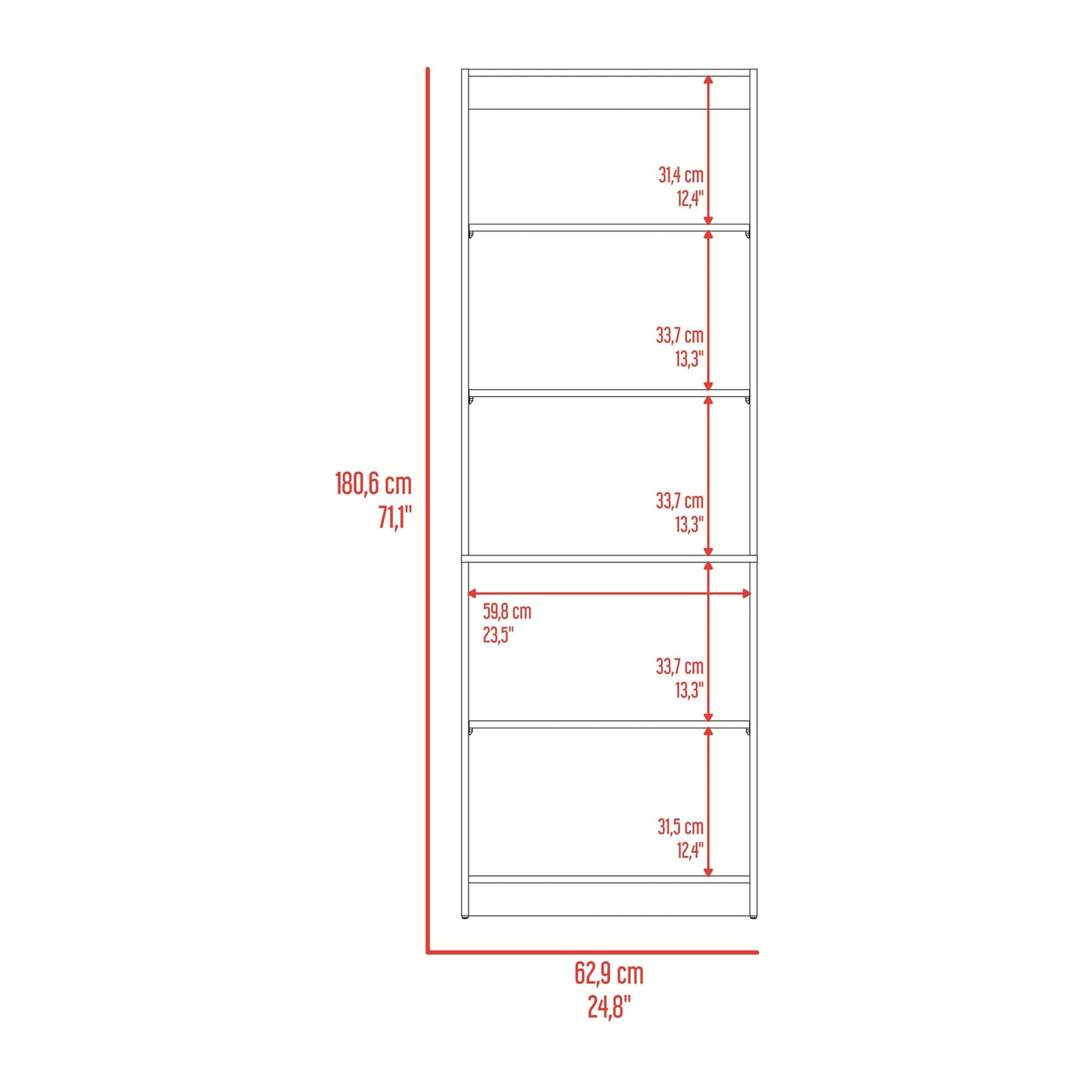 Estante Home 180X62X29 Rta Fresno Eu Blanco Mqz