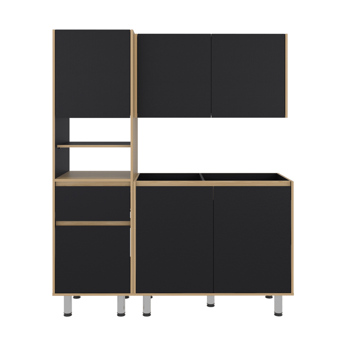 Cocina Dali Para Mesón Derecho 180X150X50 Rta Fresno Wengue