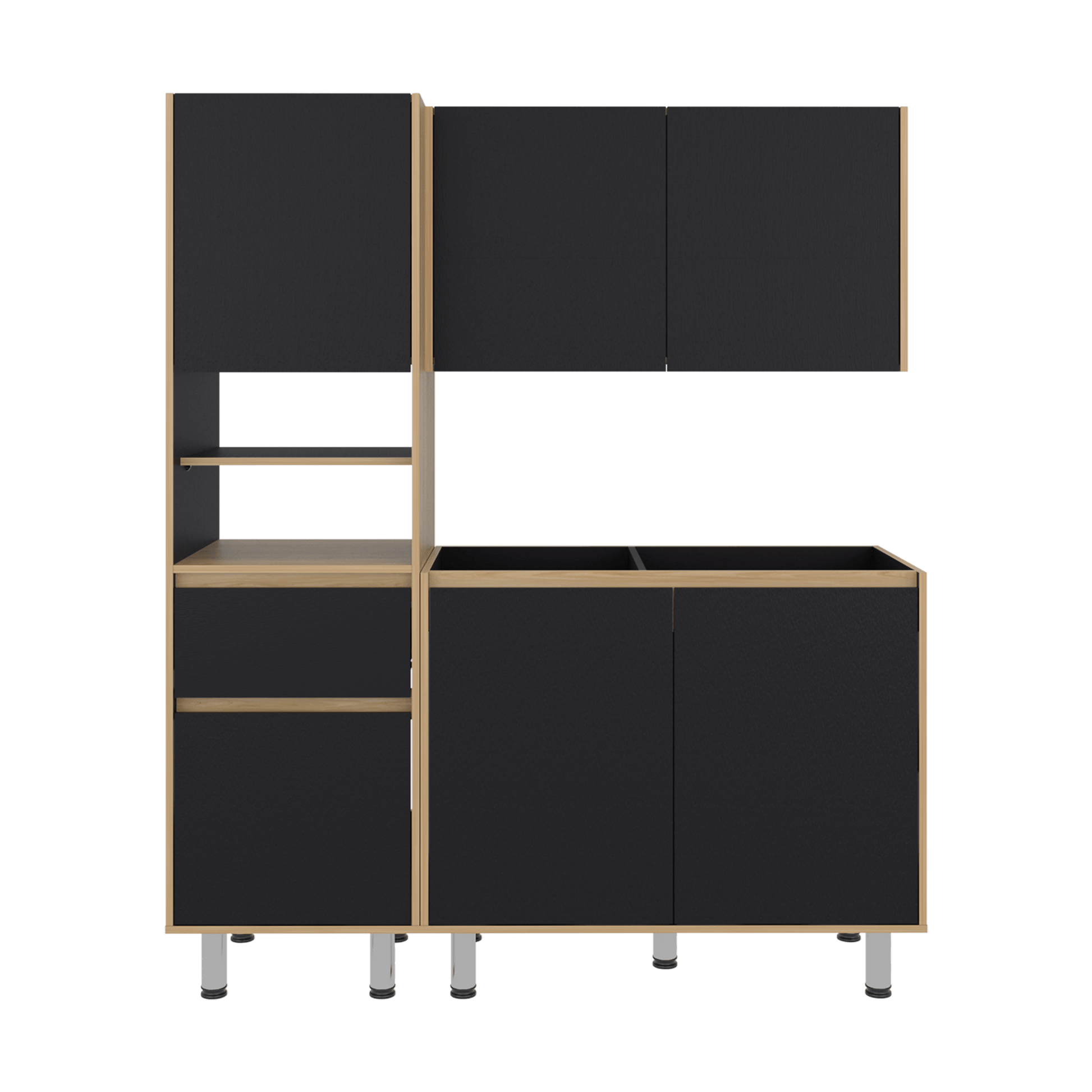 Cocina Dali Para Mesón Derecho 180X150X50 Rta Fresno Wengue
