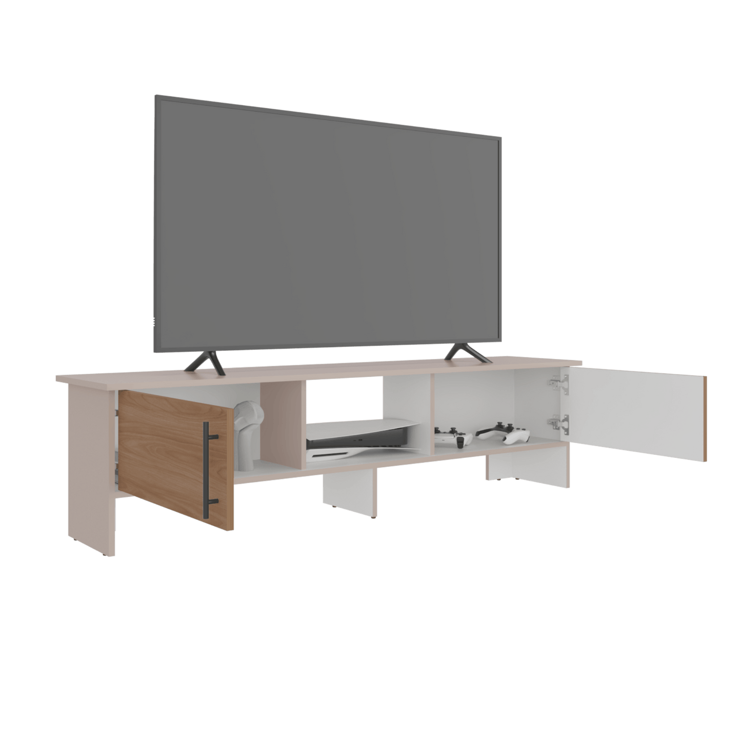 Rack De Tv Dago 41X160X35 Rta Capri Blanco Fresno Eu