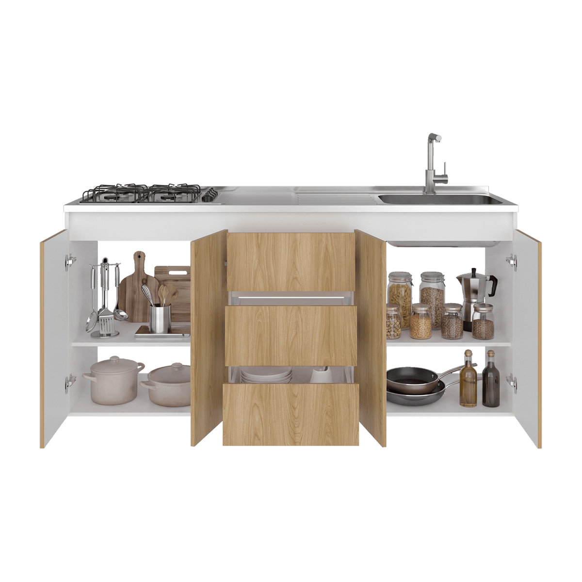 Mueble Inferior Cocina Derecho Boreal 89X179X50 Rta Fresno Blanco