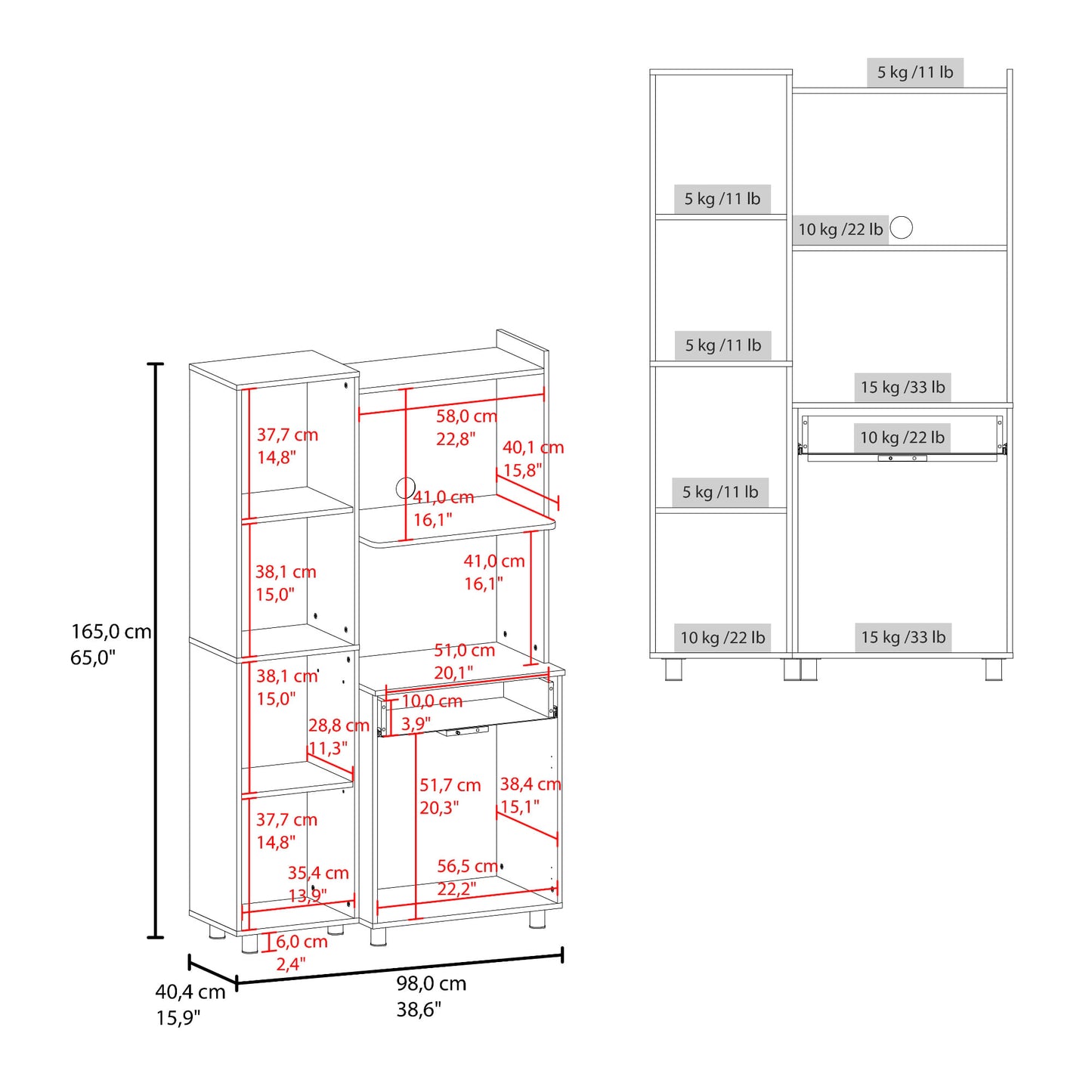 Alacena Pantress 165X98X40 Rta Blanco Zf