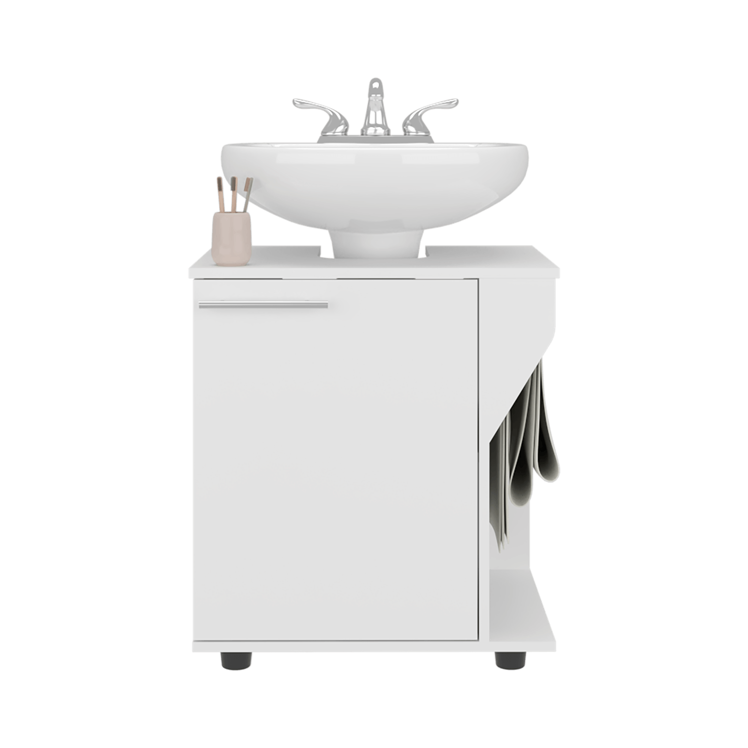 Mueble Lavamanos De Pedestal Phillips 62X56X41 Rta Blanco