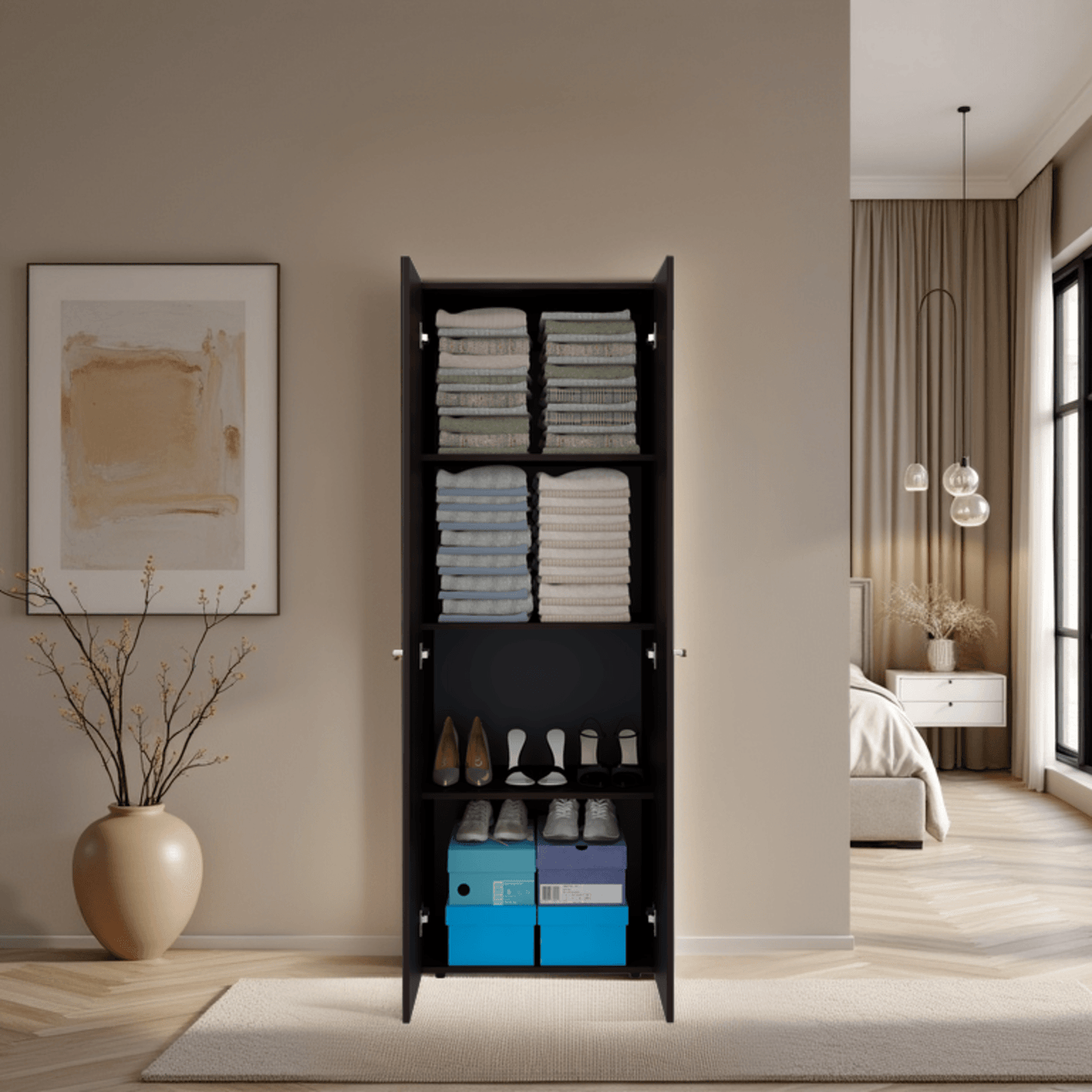 Closet 2 Puertas Tuhogar 170X60X40 Rta Nogal Negro Zf