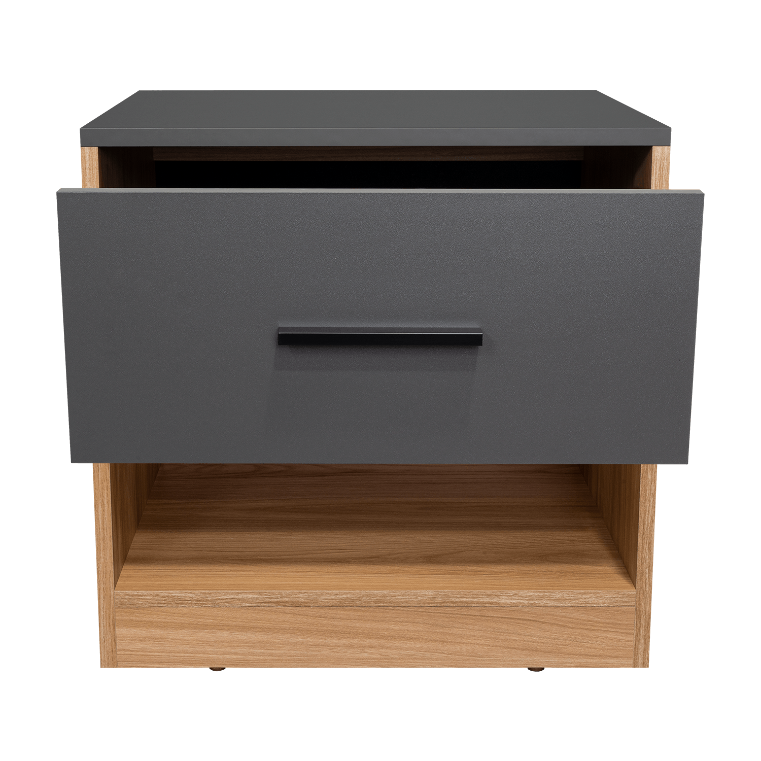 Mesa De Noche Alder 50X50X40 1C Rta Plomo Fresno