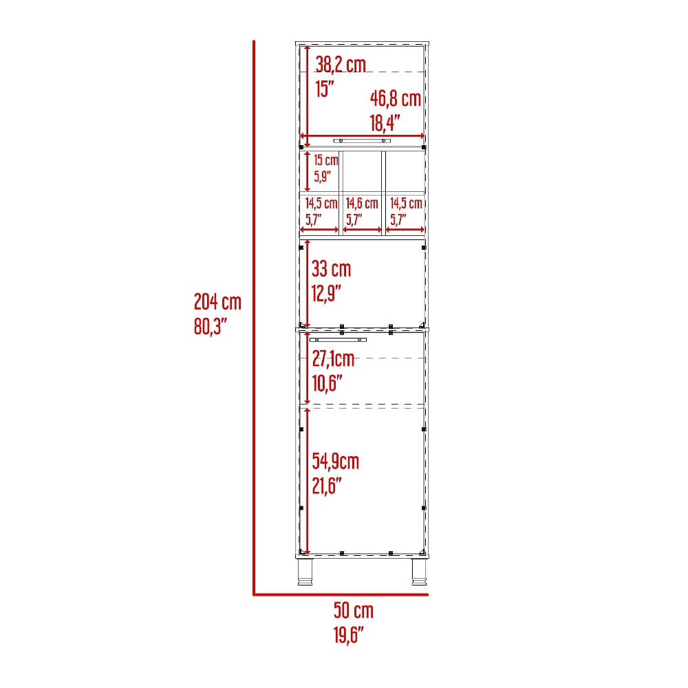 Mueble Alacena Attica Rta 204X50X49 Rta Blanco Duna