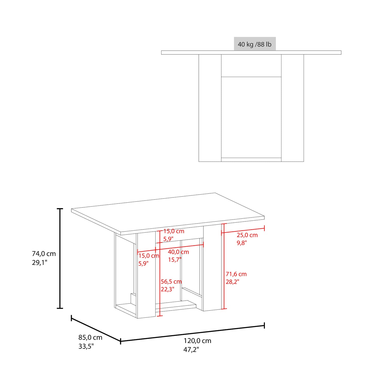 Mesa Comedor Volterra 74X120X85 Rta Cartagena