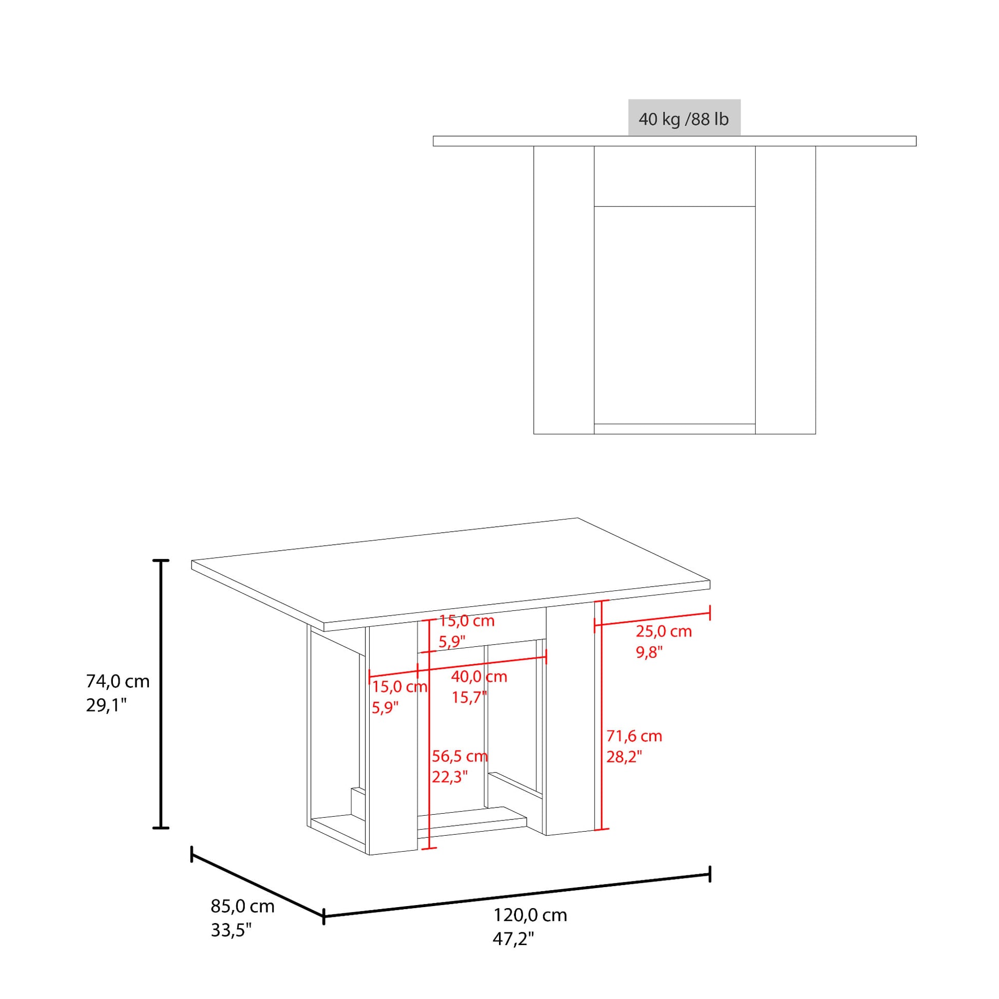 Mesa Comedor Volterra 74X120X85 Rta Cartagena