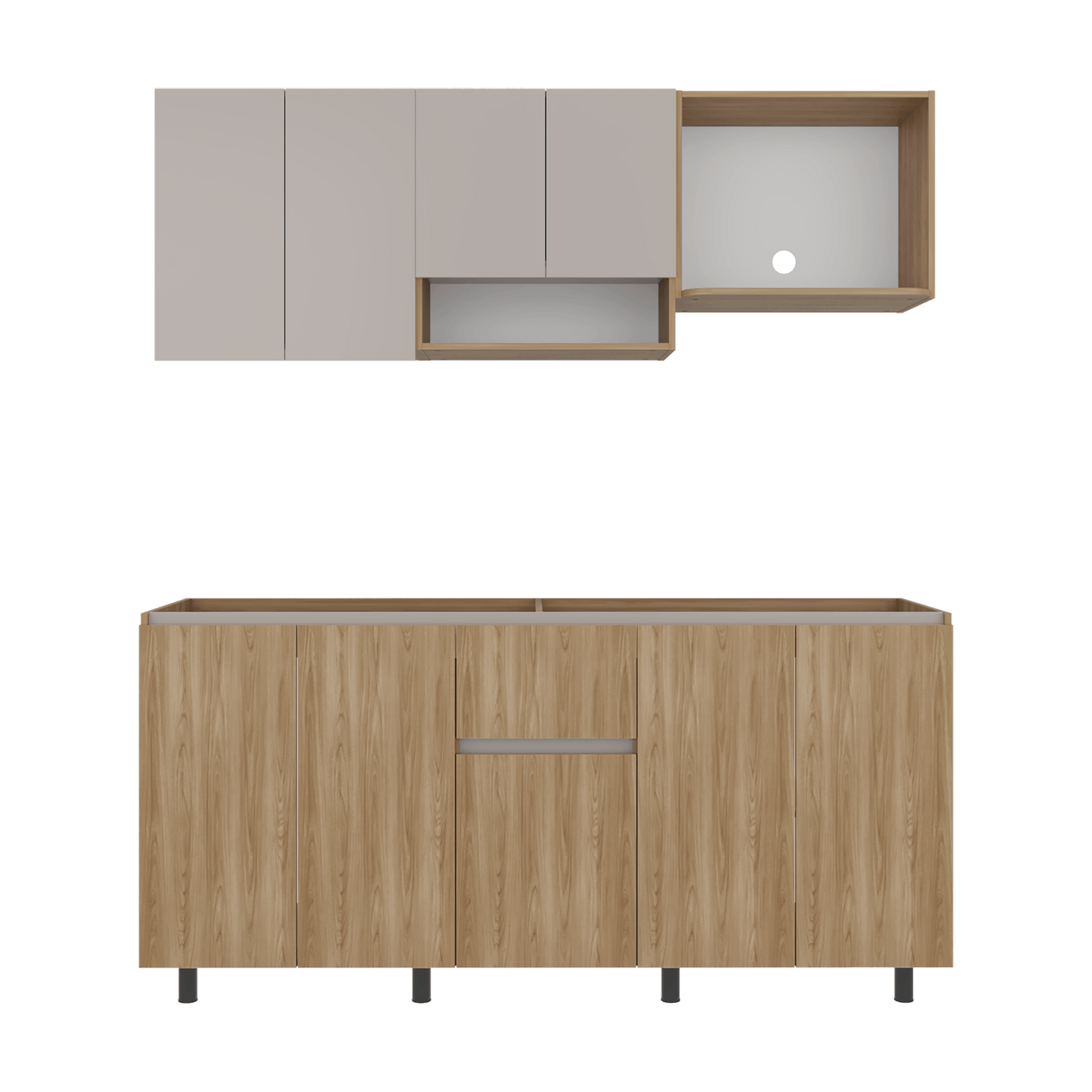 Cocina Frank Para Mesón Izquierdo 200X180X50 Rta Fresno Eu Capri