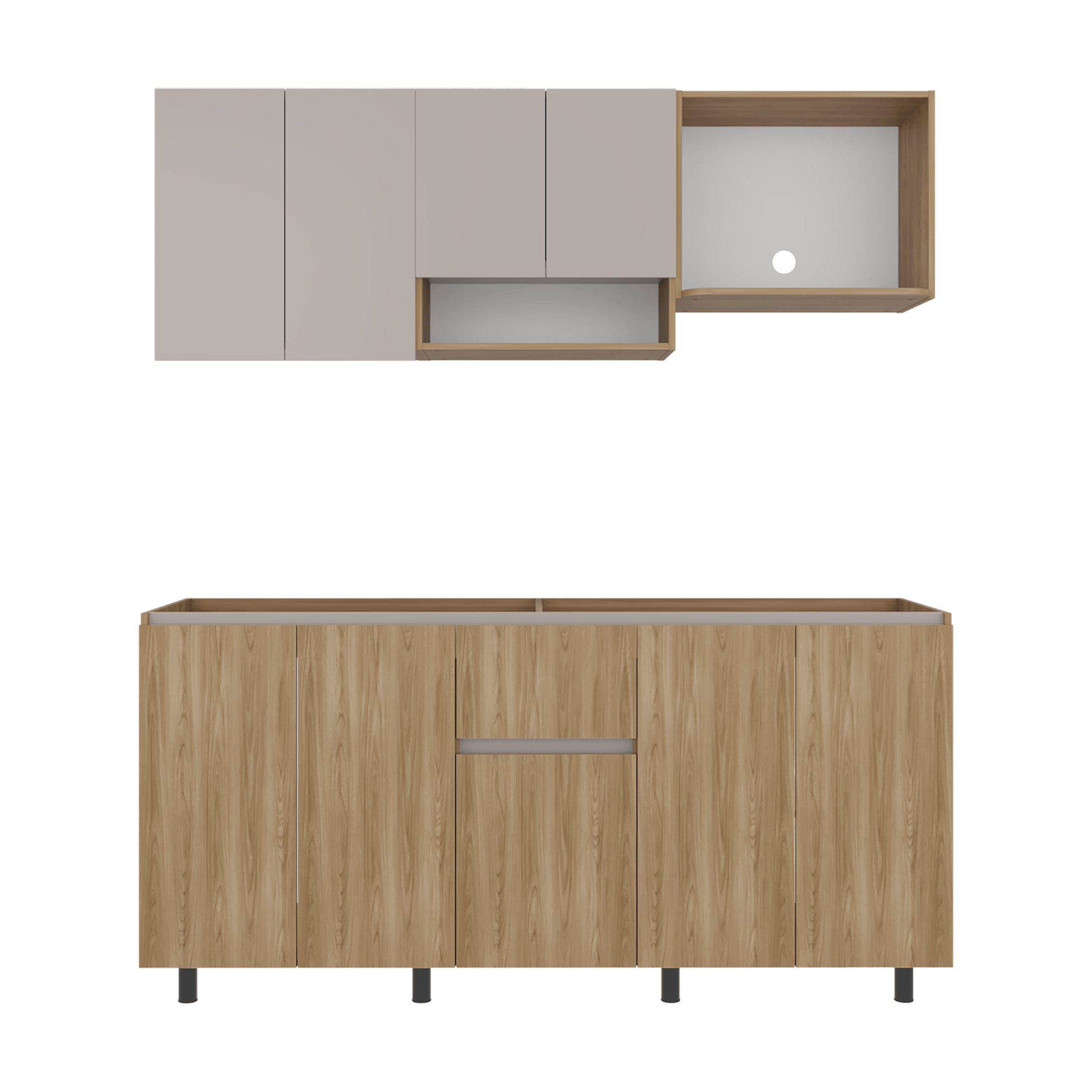 Cocina Frank Para Mesón Izquierdo 200X180X50 Rta Fresno Eu Capri