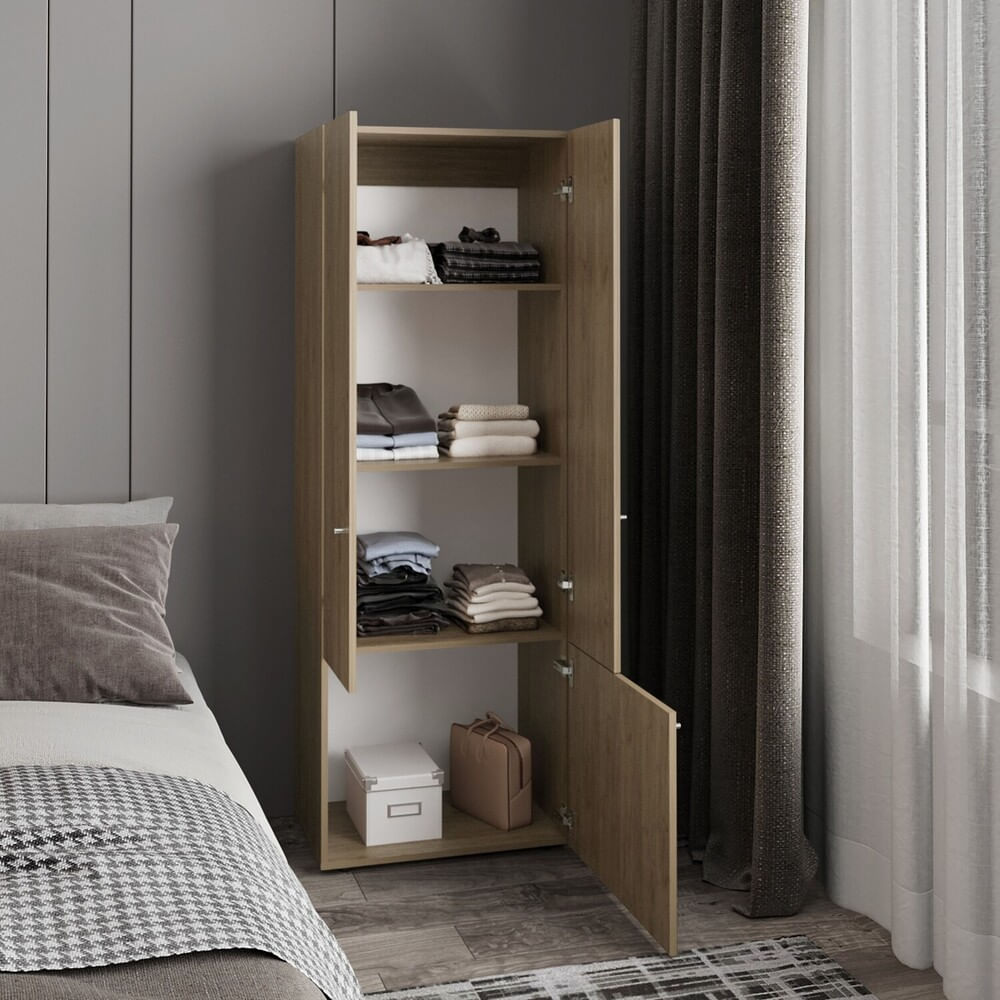 Closet 3 Puertas Tuhogar 170X60X40 Rta Fresno Blanco Zf