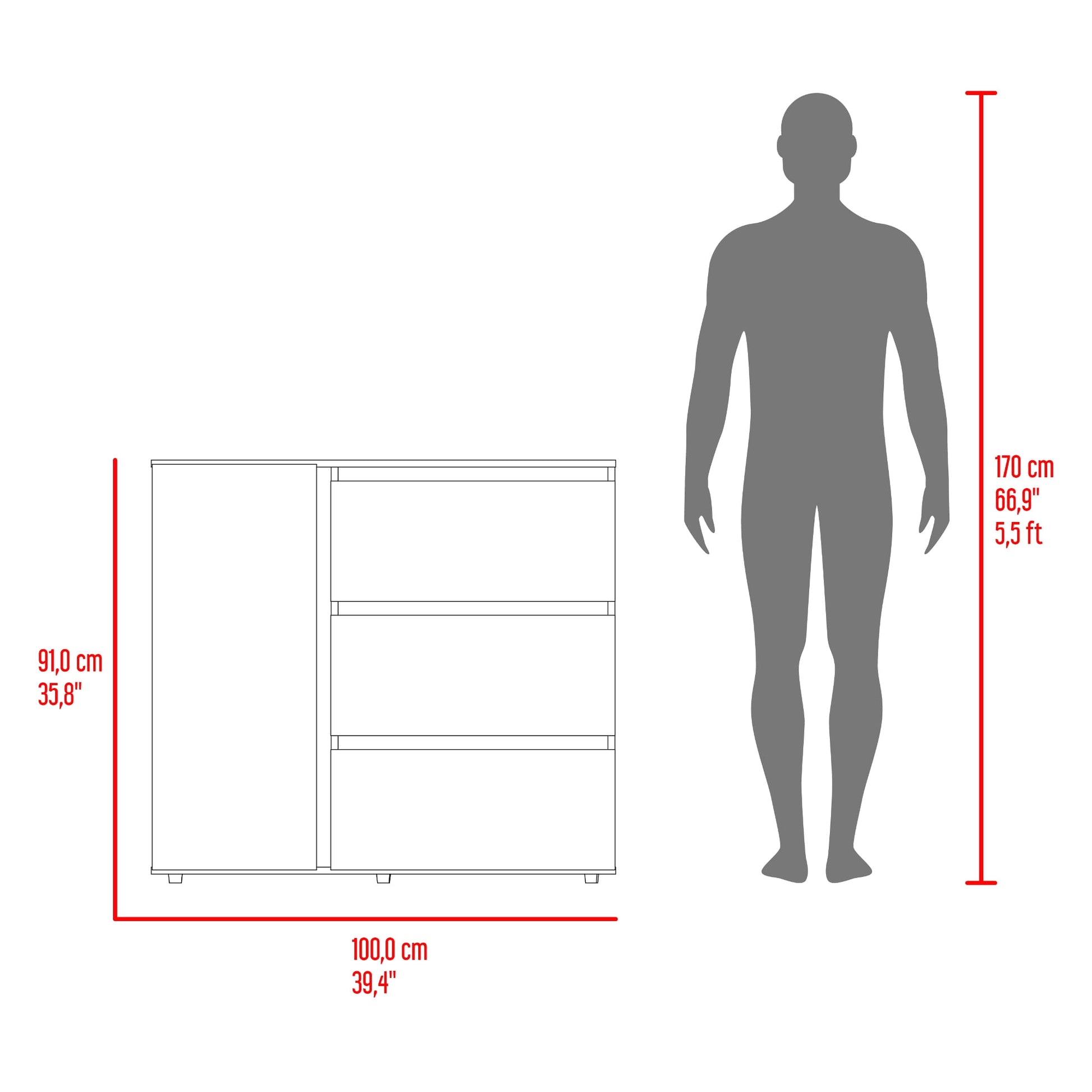 Comoda Niza 91X100X41 Rta Positano Blanco