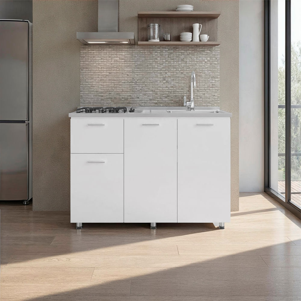 Mueble Inferior Cocina 150 Creta 88X150X40 Blanco Zf
