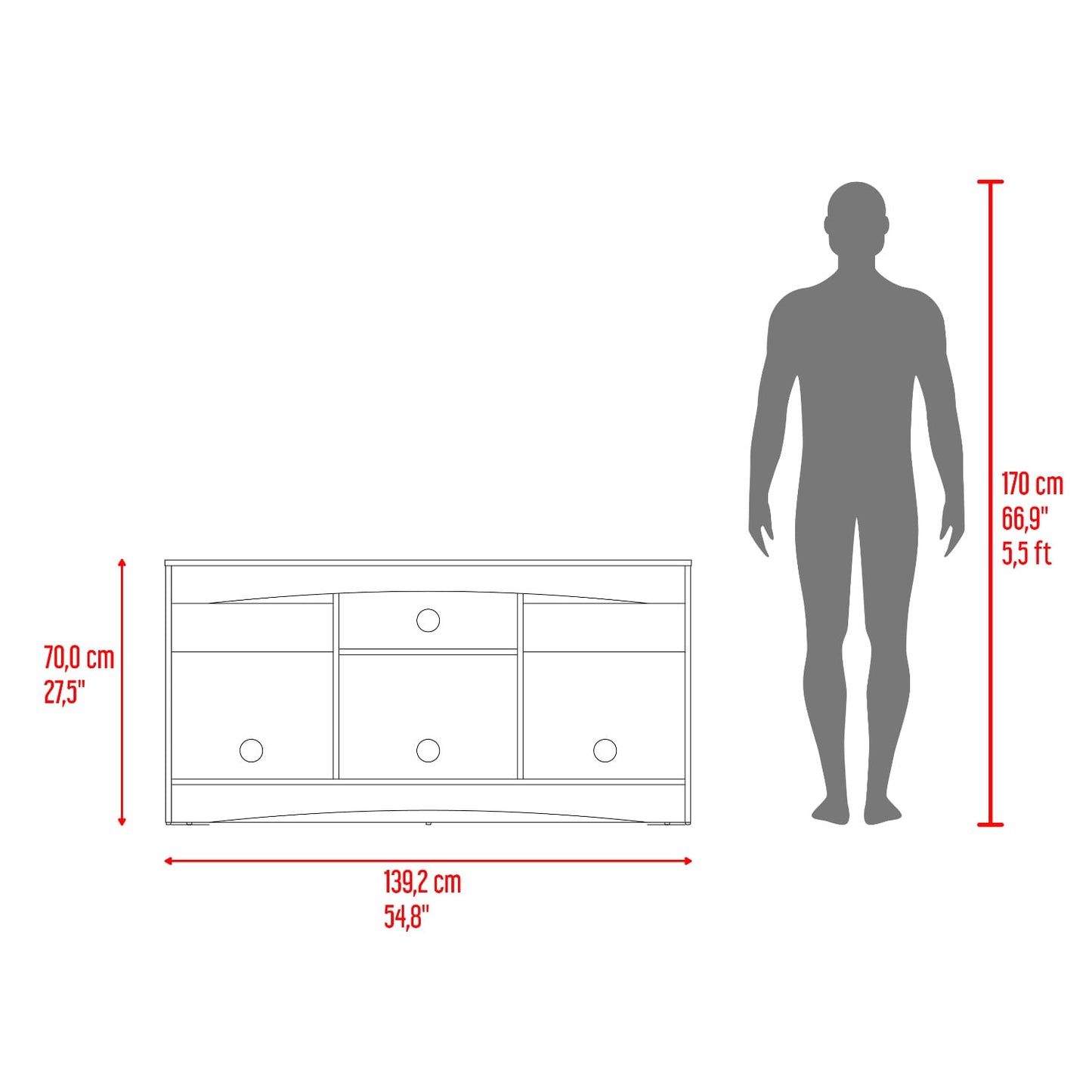 Mesa De Tv Fiorenzi 65"  70X139X37 Rta Nogal Wengue