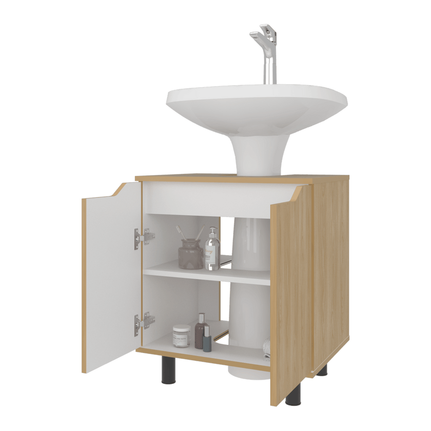 Mueble Lavamos De Pedestal Marlo 63X55X41 Rta Fresno Blanco