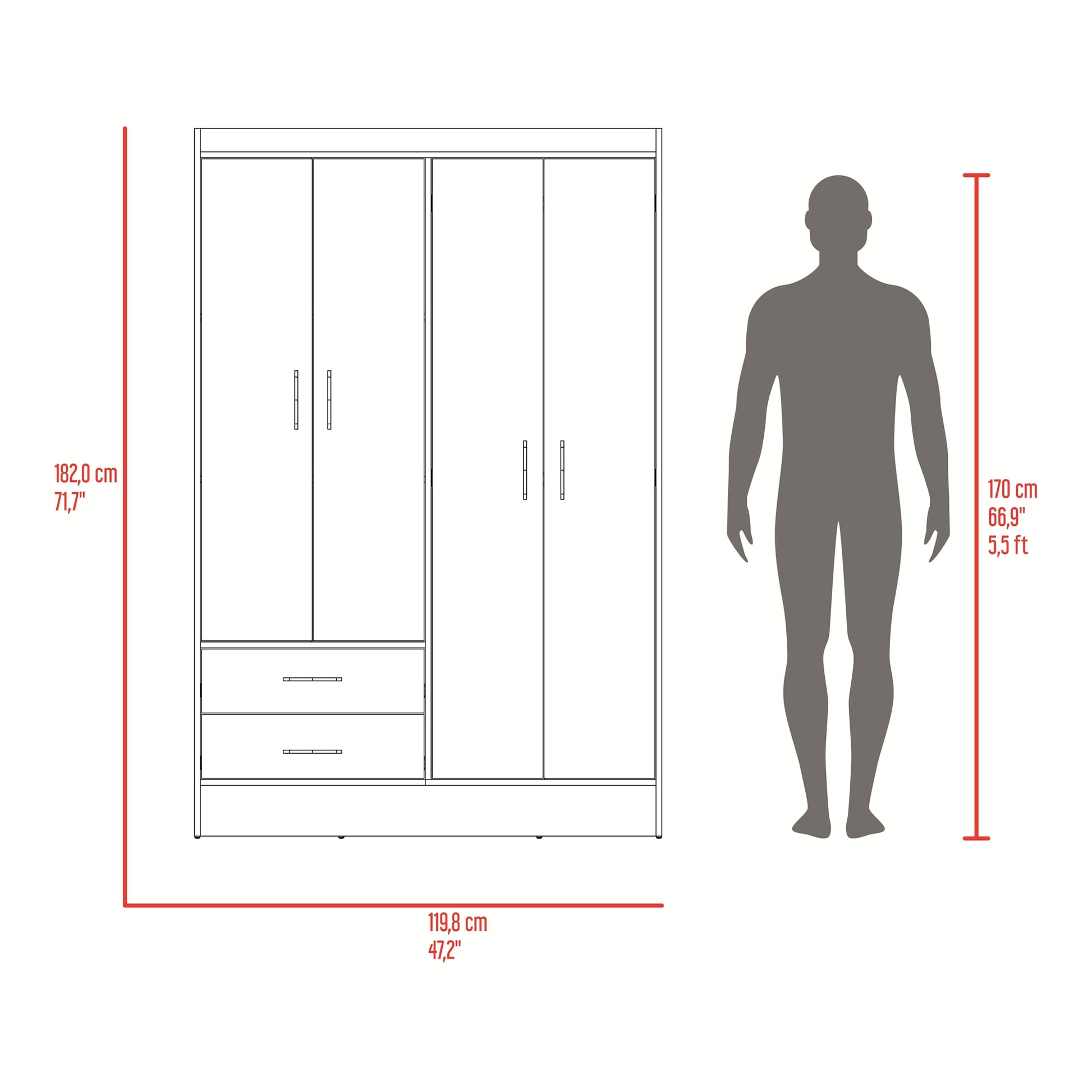 Closet 120 Sarani 182X119X44 Rta Wengue Zf