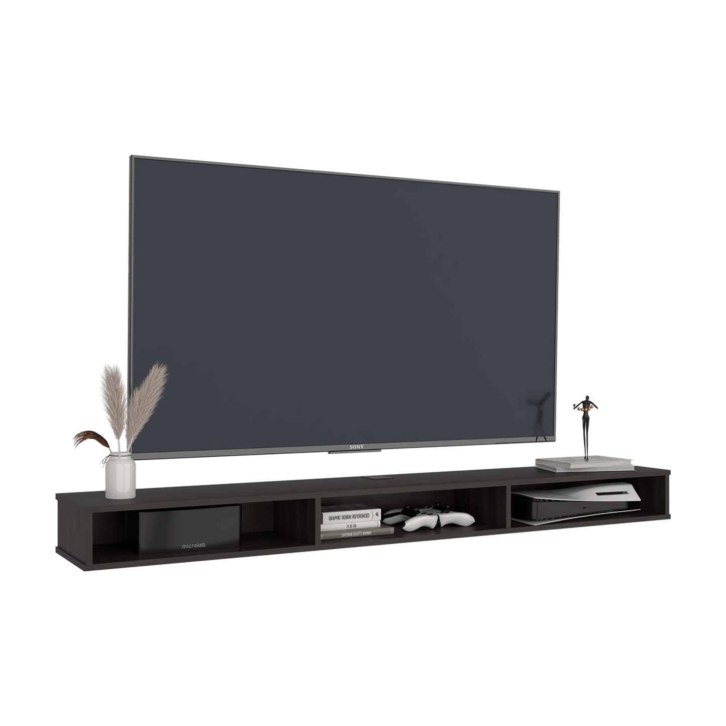 Rack De Tv Flotante  Luft 15X180X28 Rta Nogal Zf